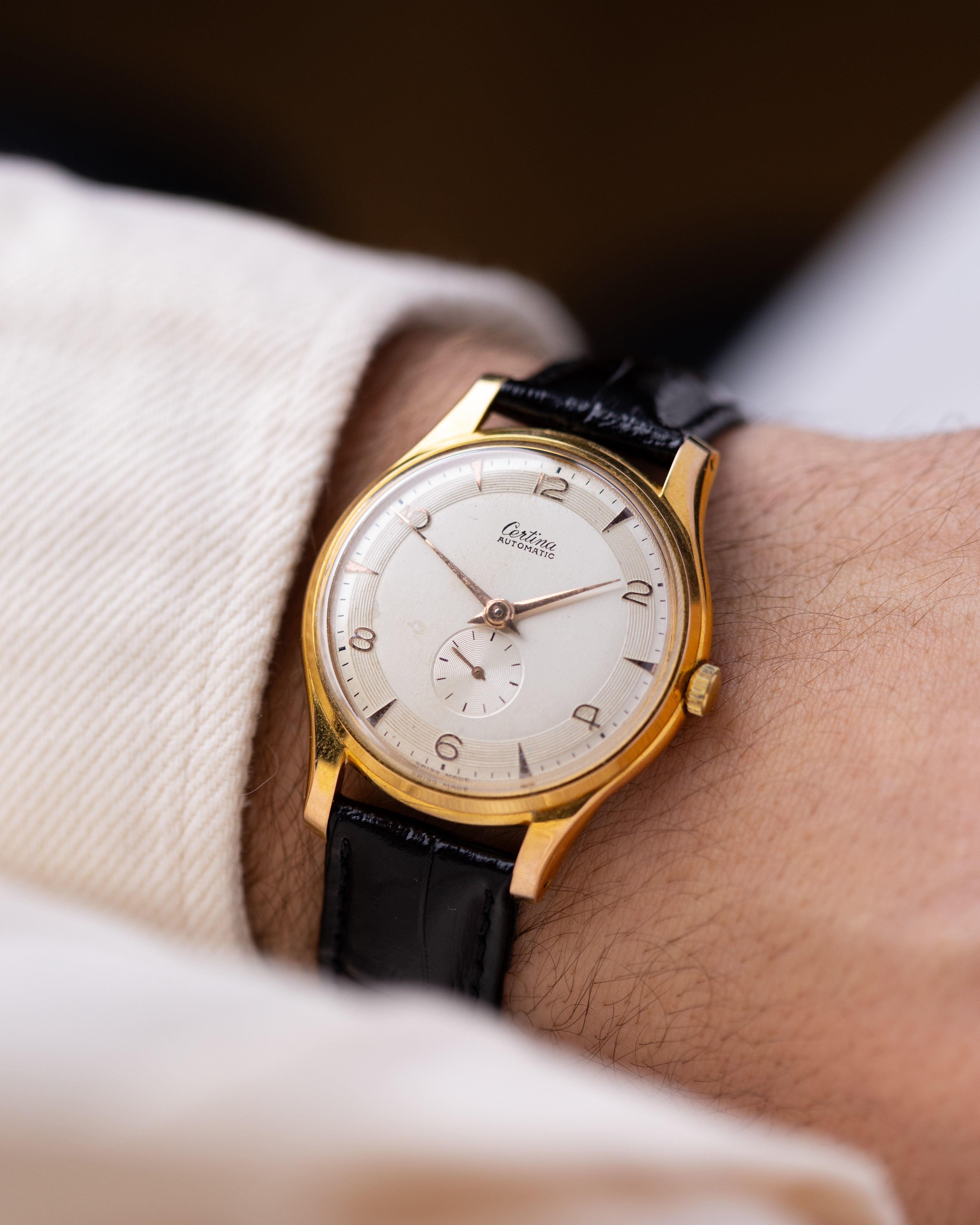 Vintage Certina Automatic Bumper, Cream Guilloché dial, Swiss Made