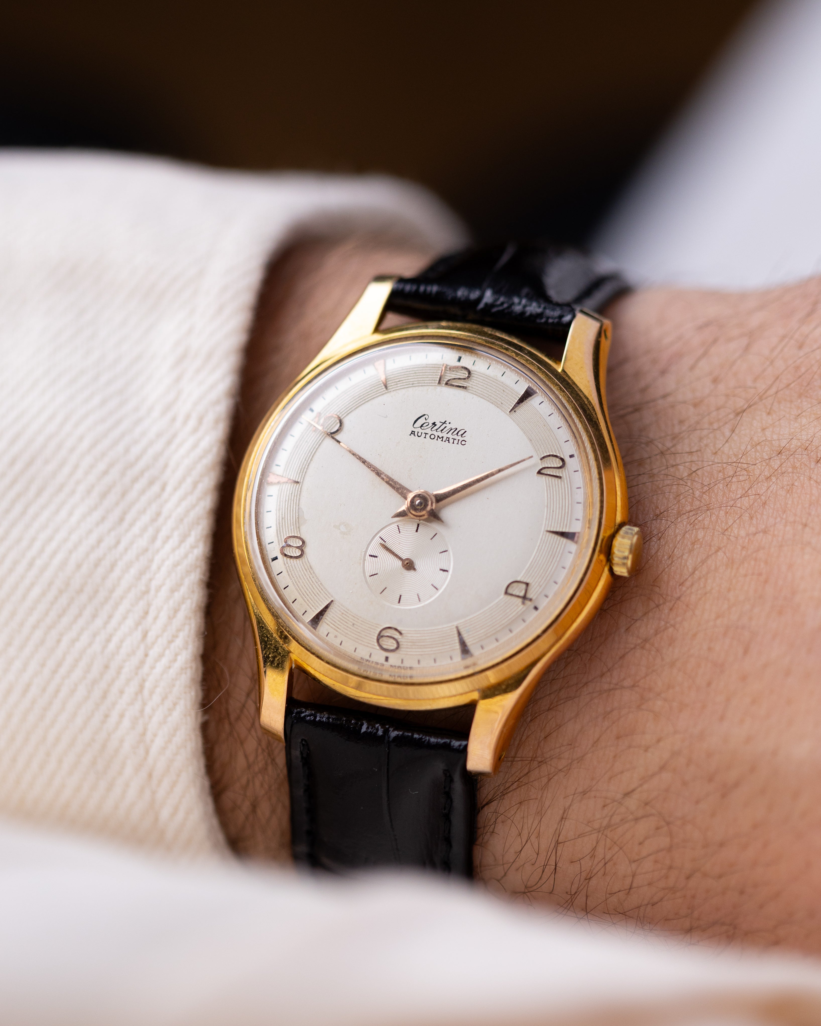 Vintage Certina Automatic Bumper, Cream Guilloché dial, Swiss Made Watch - DuMarko