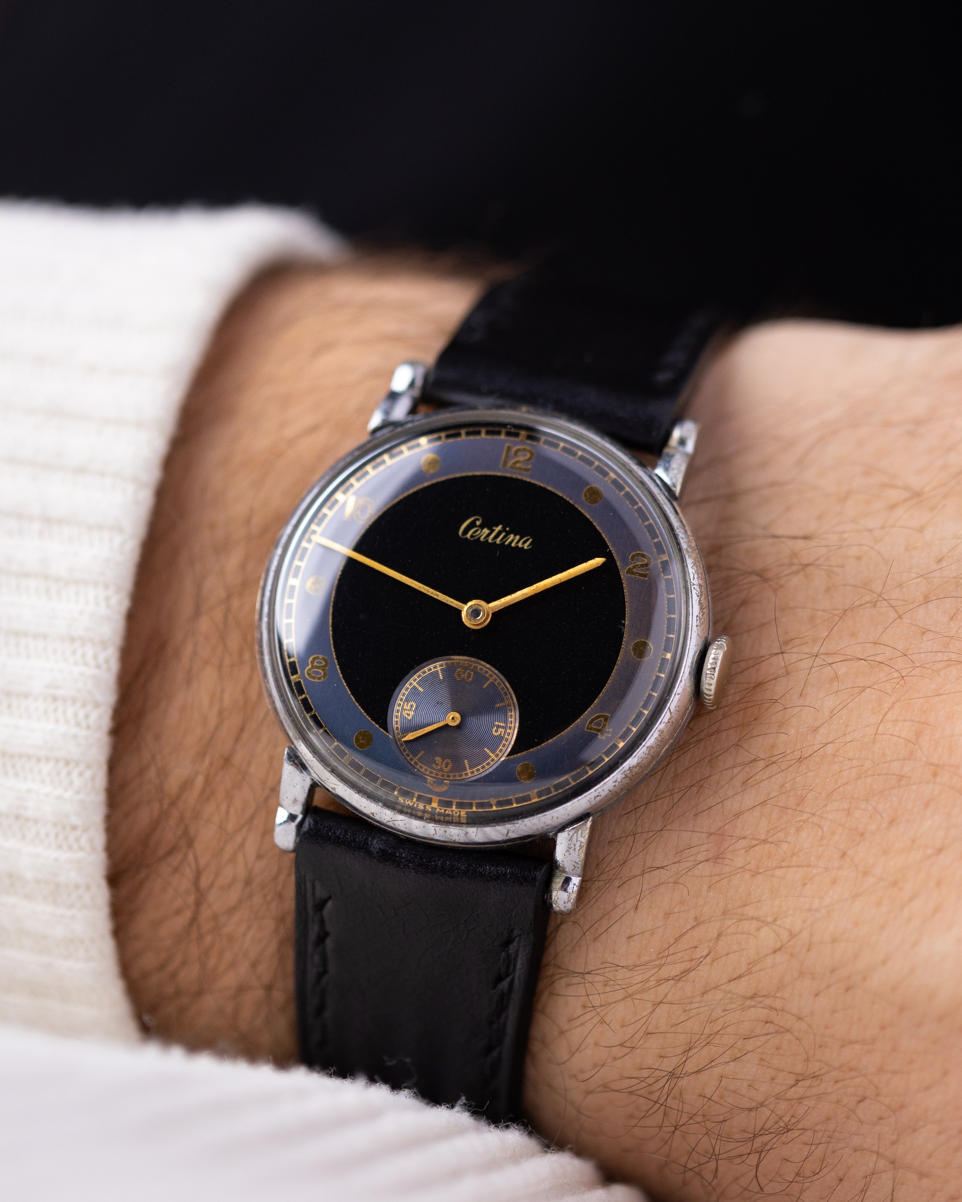 Vintage Certina Swiss Watch, Ultra - rare two - tone dial, Gilted Numerals  Cal. KF3205 from 1950's - DuMarko