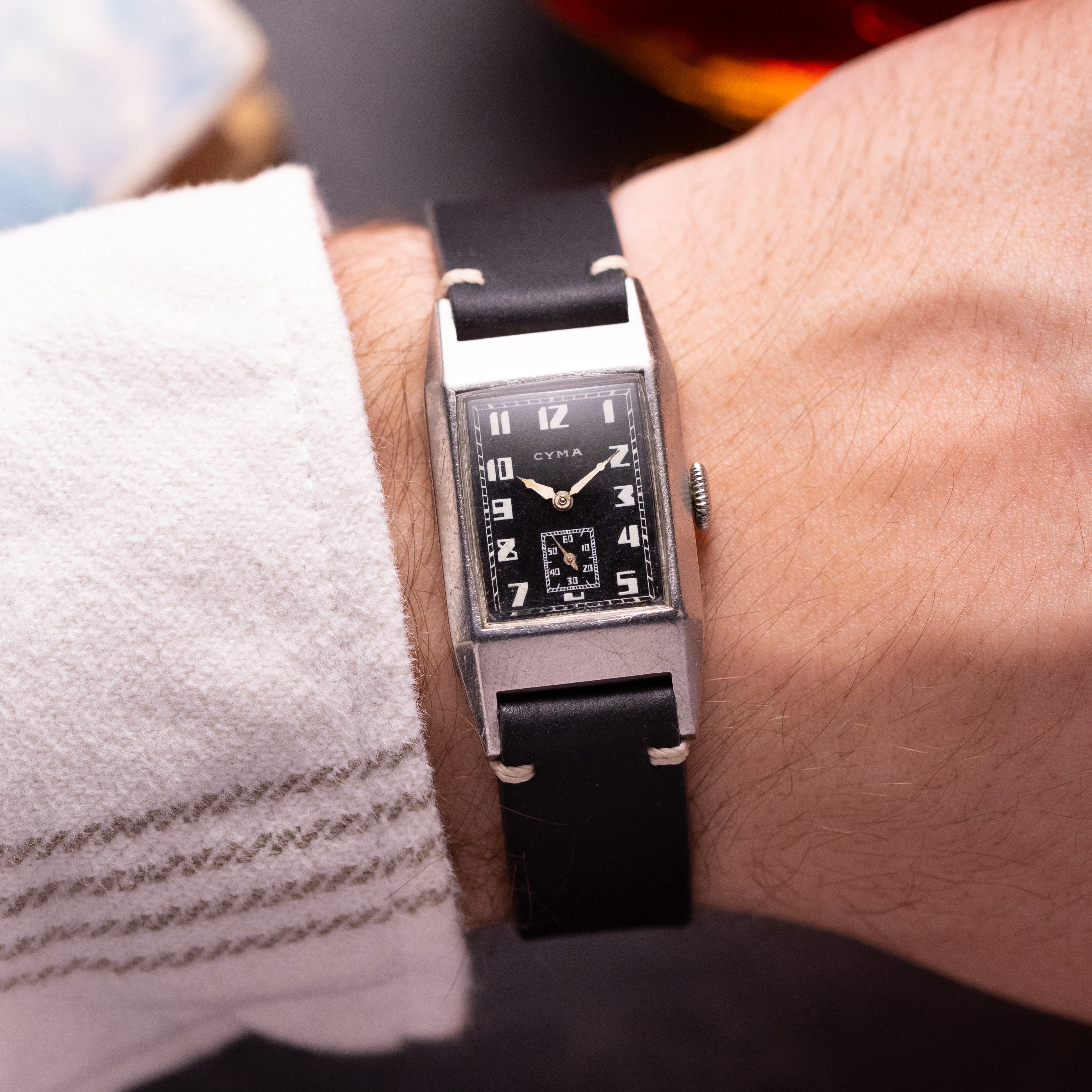 Vintage "Cyma" Rectangular Steel Tank watch from 1940s - VintageDuMarko