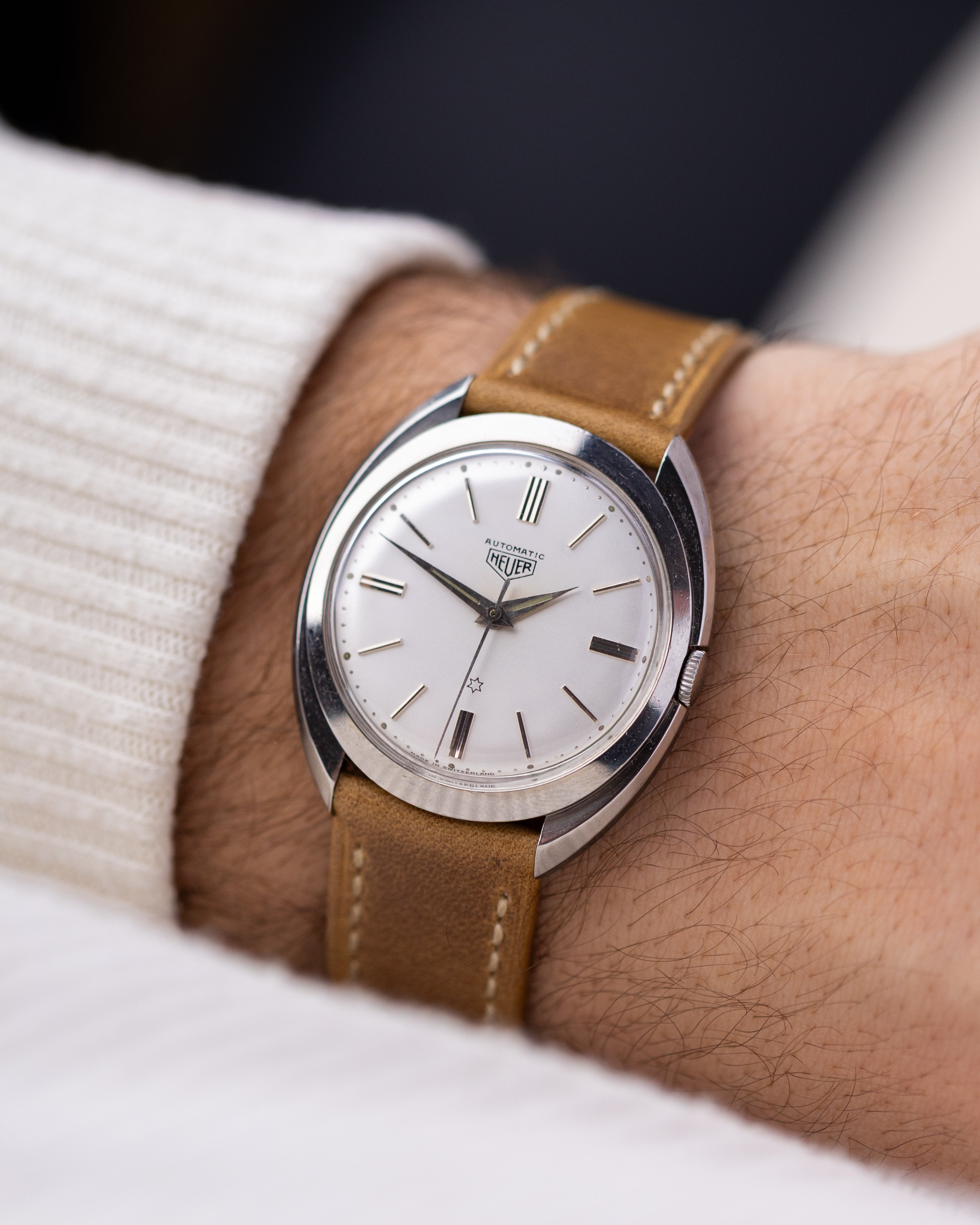 Vintage Heuer Automatic Swiss Watch, Barrel Case, Cal. AS 1580 from 1960s - DuMarko