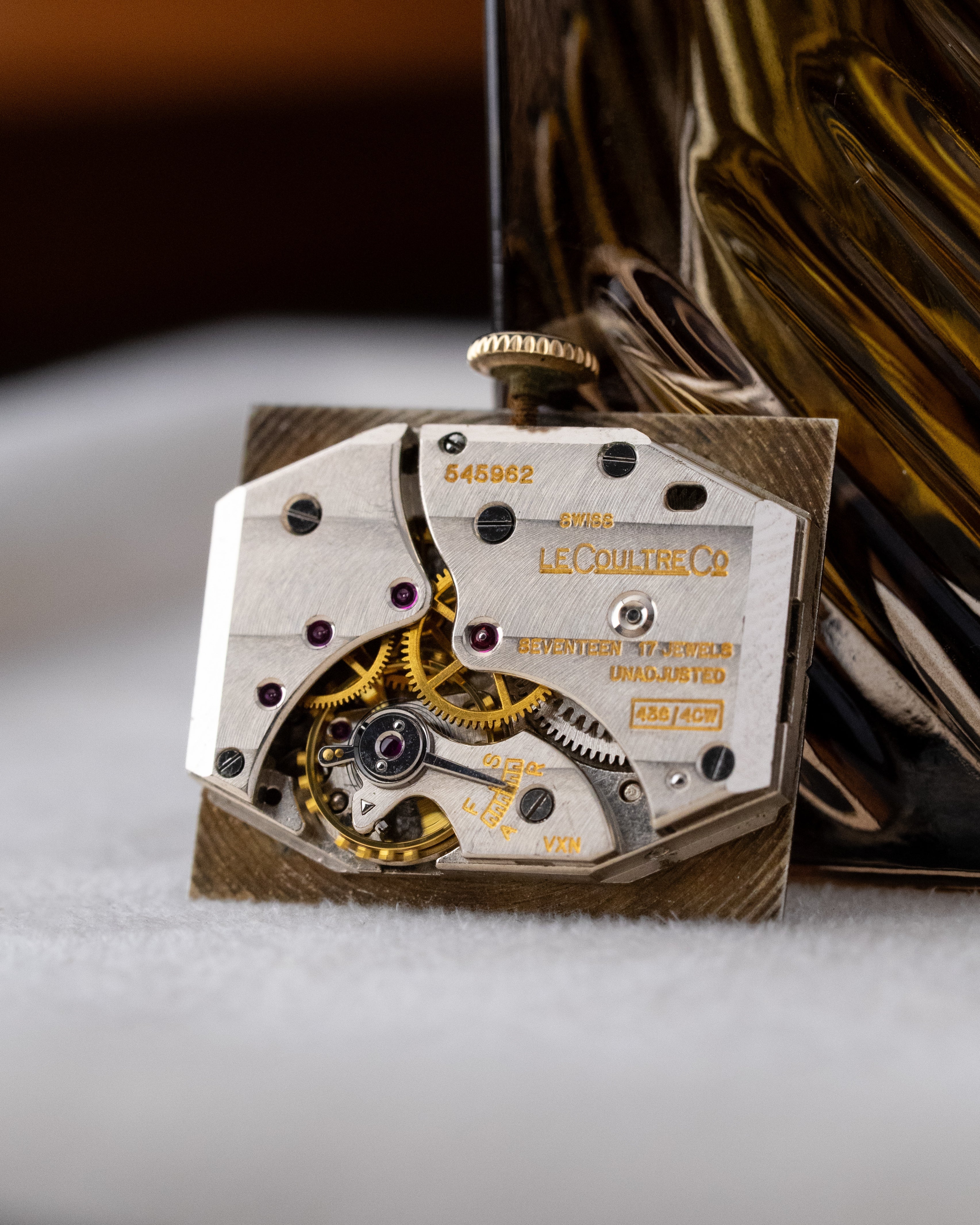 Vintage Jaeger - LeCoultre Art Deco Tank, Black Gilted Dial Cal. 438, "Crab" Lugs from 1950's - DuMarko