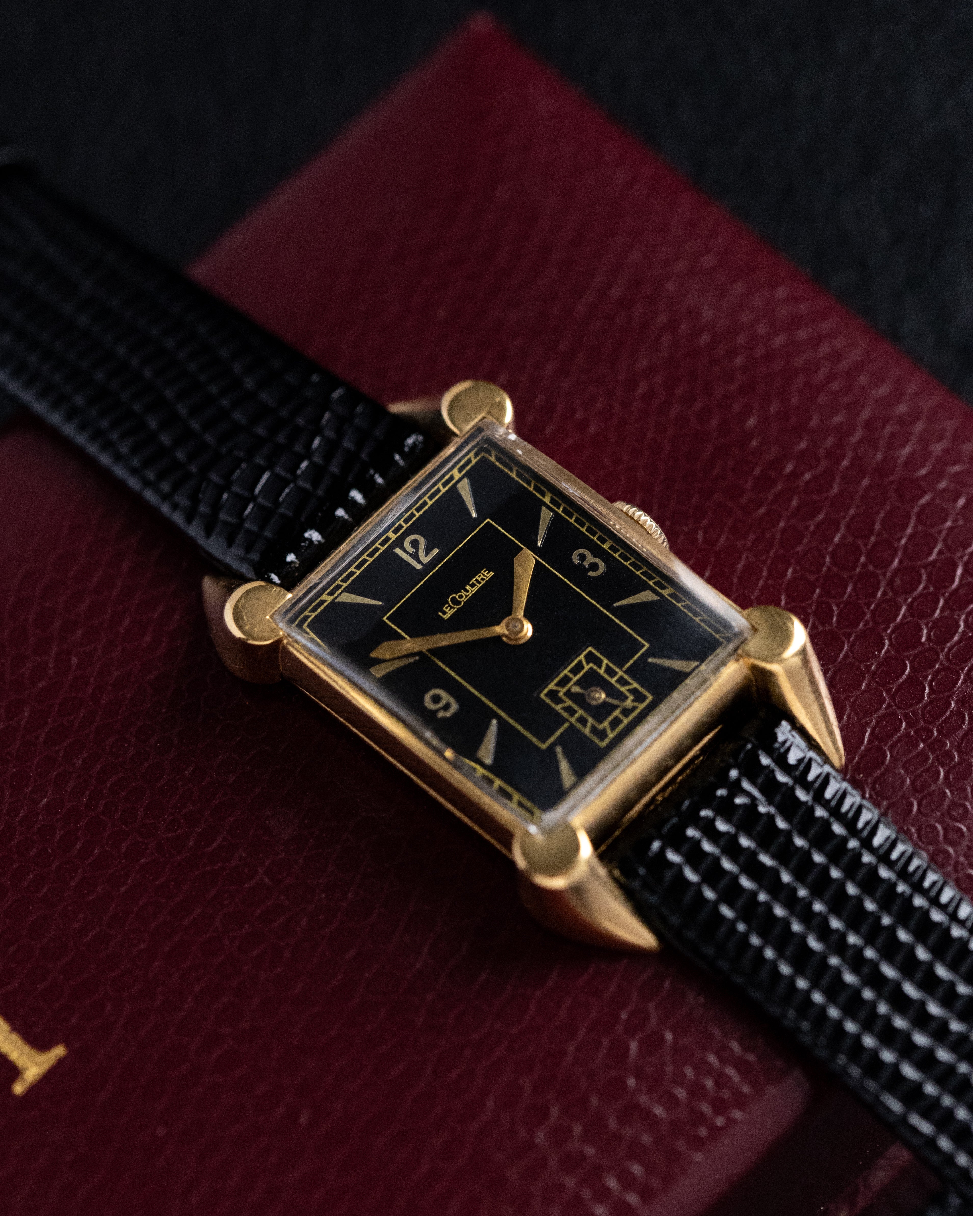 Vintage Jaeger - LeCoultre Art Deco Tank, Black Gilted Dial Cal. 438, "Crab" Lugs from 1950's - DuMarko