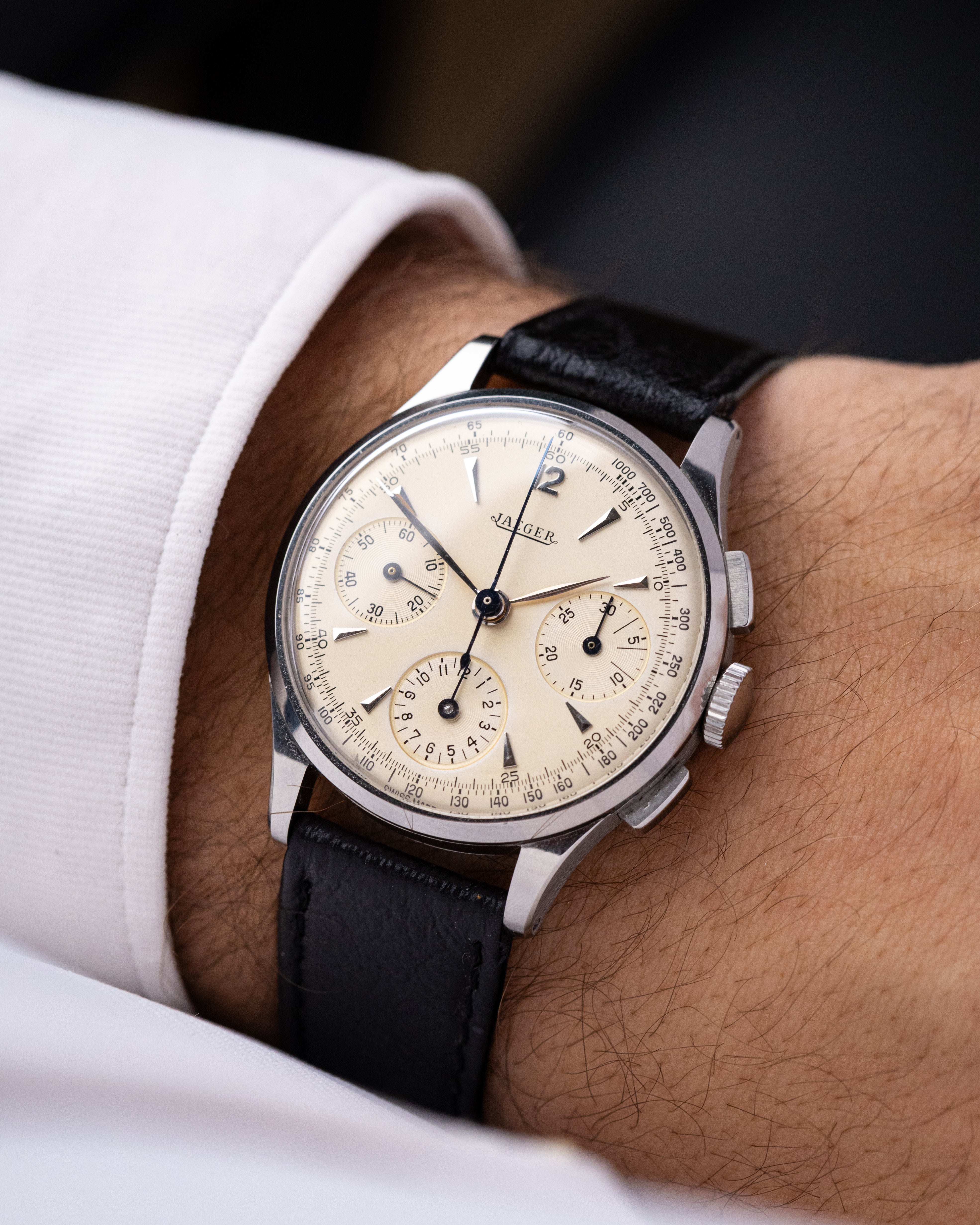 Vintage Jaeger - LeCoultre Chronograph, Steel Case, Ref. 22493, Cal. UG 285 from 1940's - DuMarko