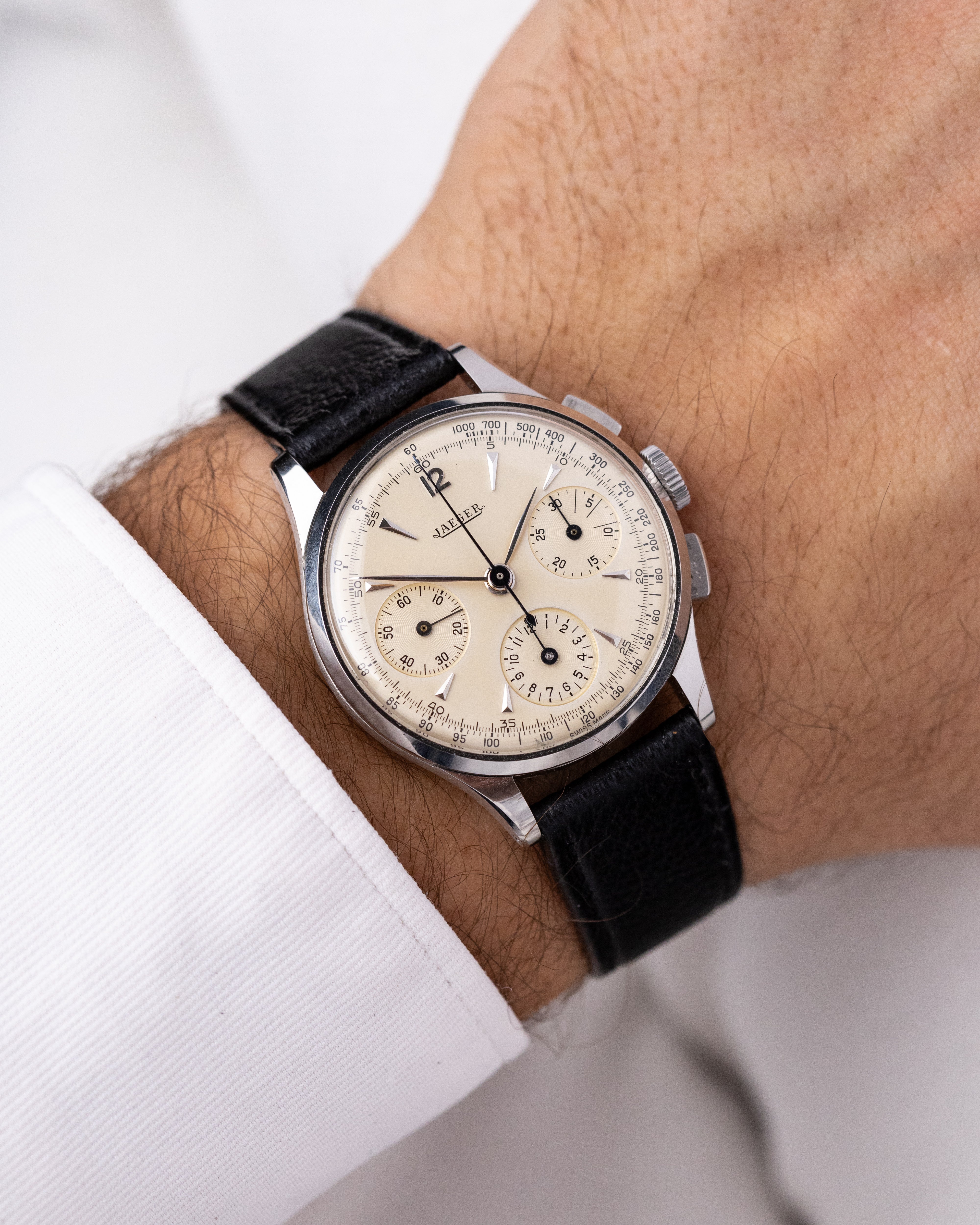 Vintage Jaeger-LeCoultre Chronograph, Steel Case, Ref. 22493, Cal