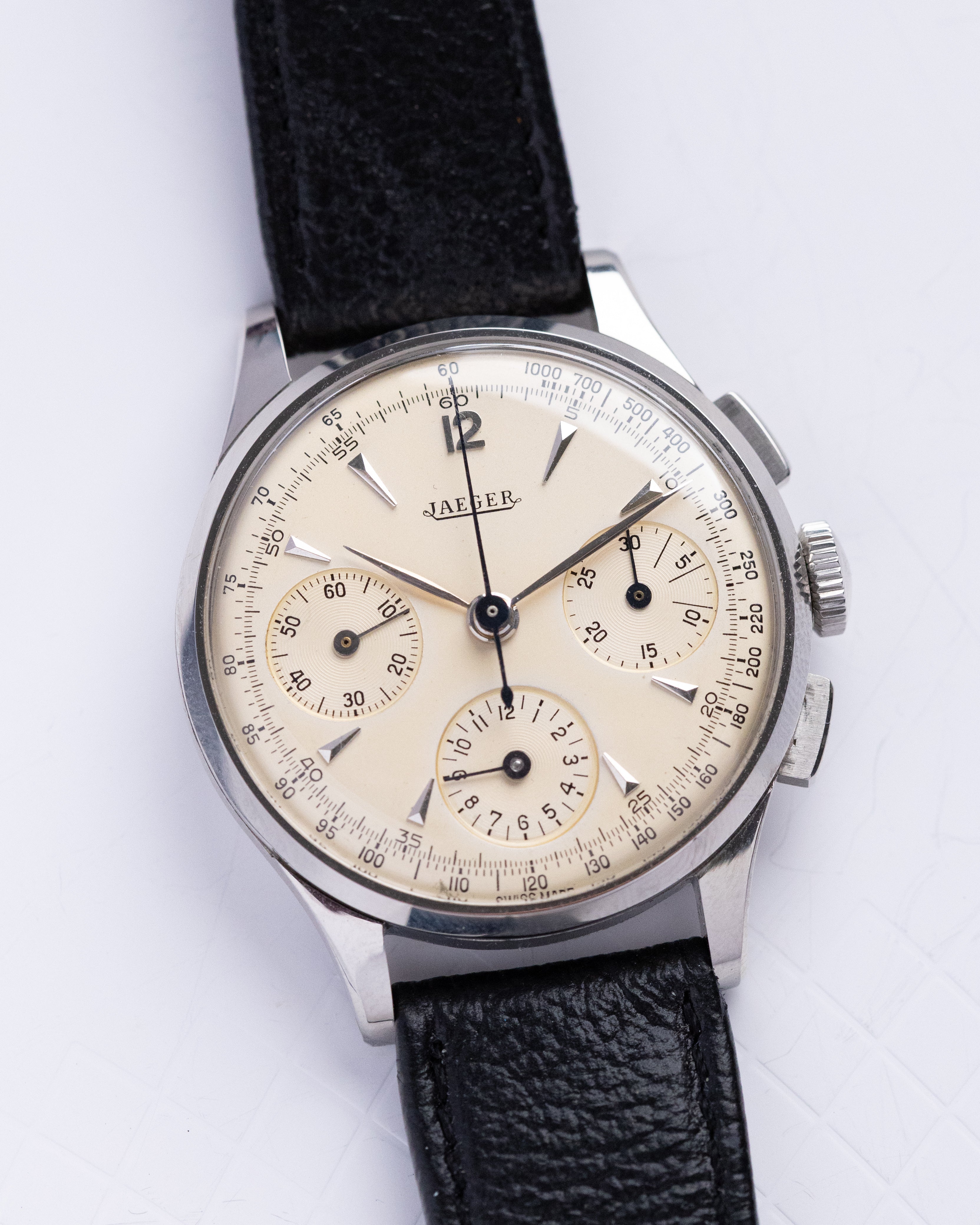 Vintage Jaeger - LeCoultre Chronograph, Steel Case, Ref. 22493, Cal. UG 285 from 1940's - DuMarko
