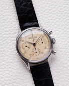Vintage Jaeger - LeCoultre Chronograph Valjoux 72, Steel Case, Cream Patina Dial from 1950's - DuMarko