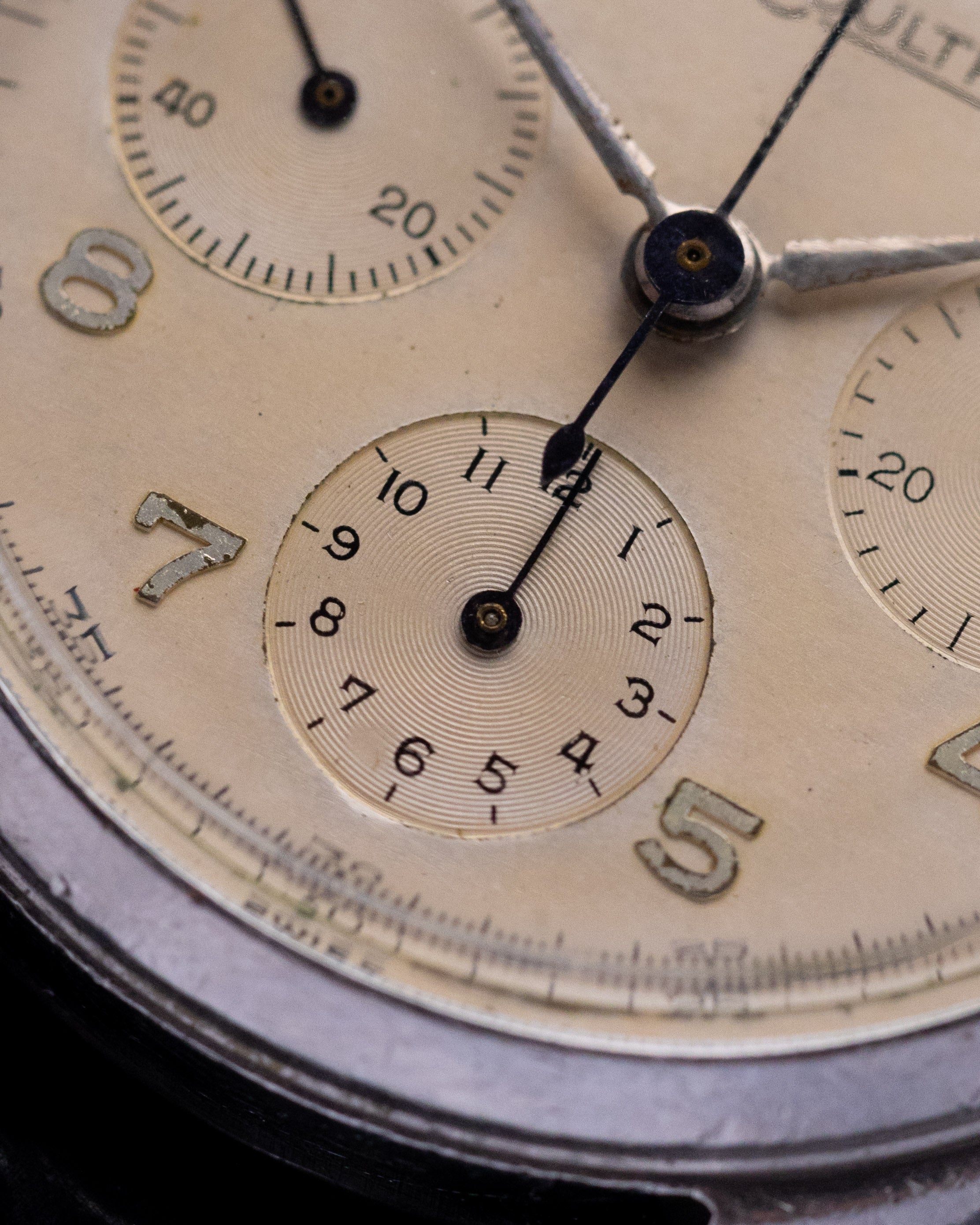 Vintage Jaeger - LeCoultre Chronograph Valjoux 72, Steel Case, Cream Patina Dial from 1950's - DuMarko