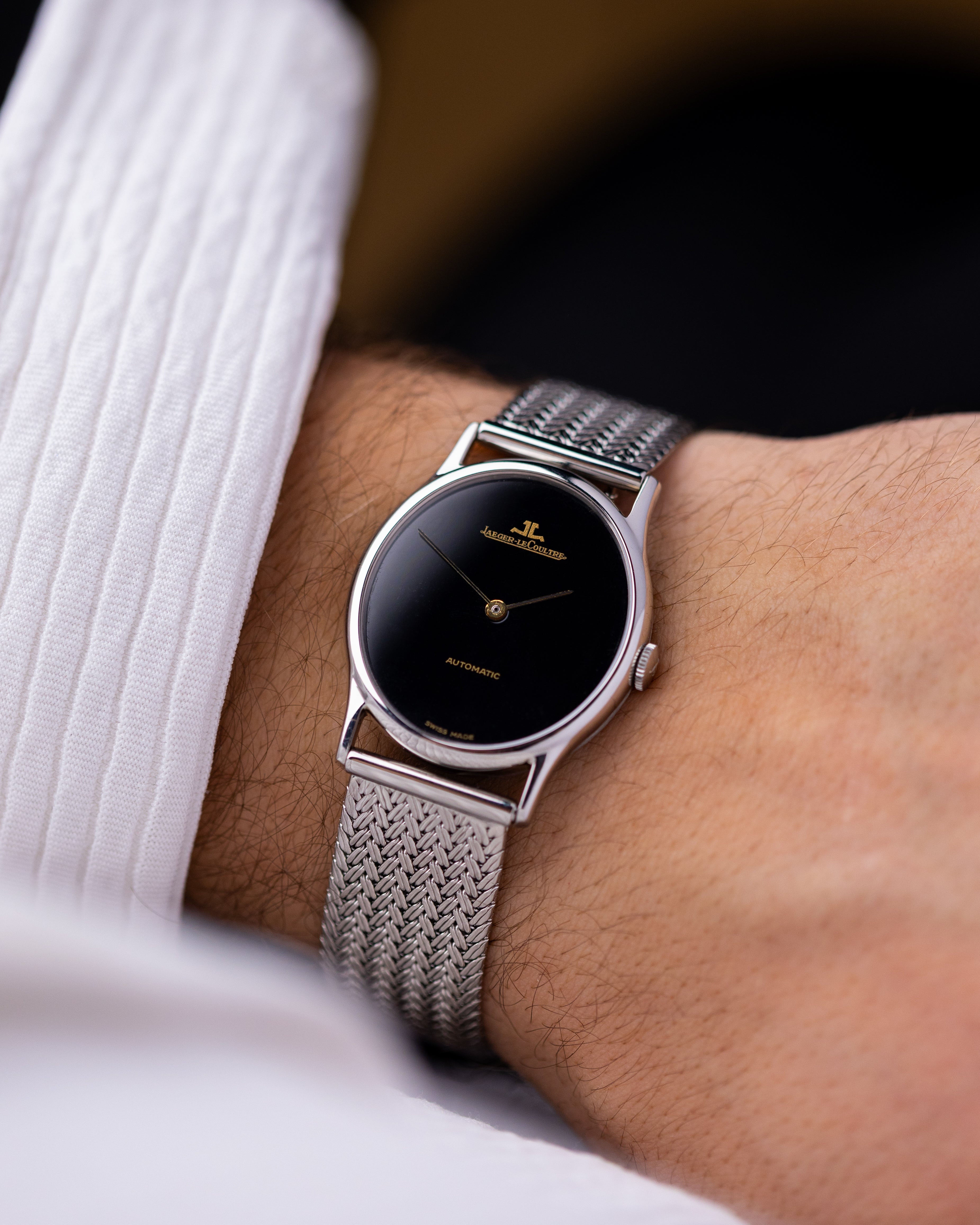 Vintage Jaeger - LeCoultre Ellipse, Black dial, Ref. 5002.42, Ultra - Thin, Automatic Cal. 900 from 1970s - DuMarko
