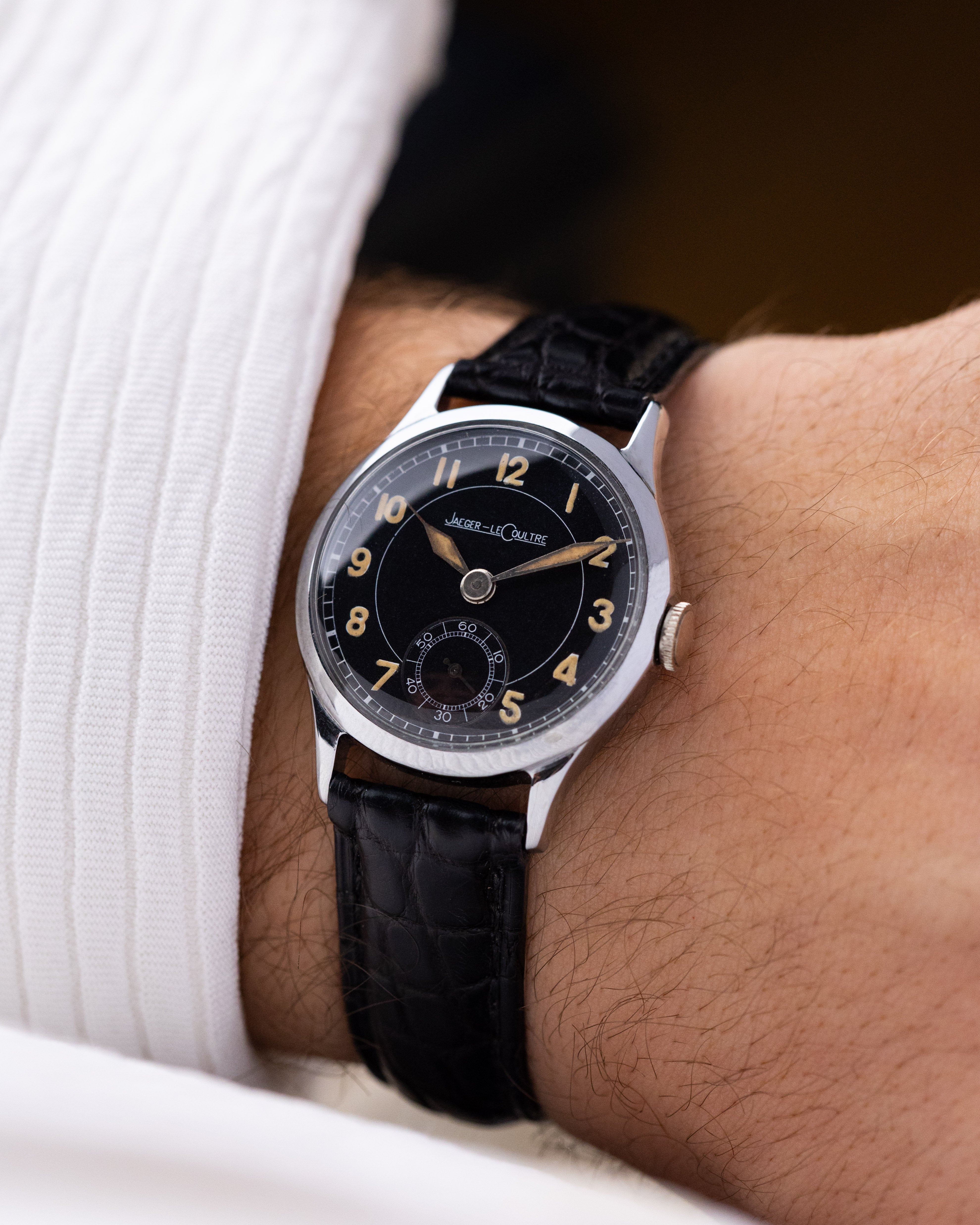 Vintage Jaeger - LeCoultre Military WW2 Watch, Manual Wind, Black Dial, Arabic Numerals, Calibre 463, c.1942 - DuMarko