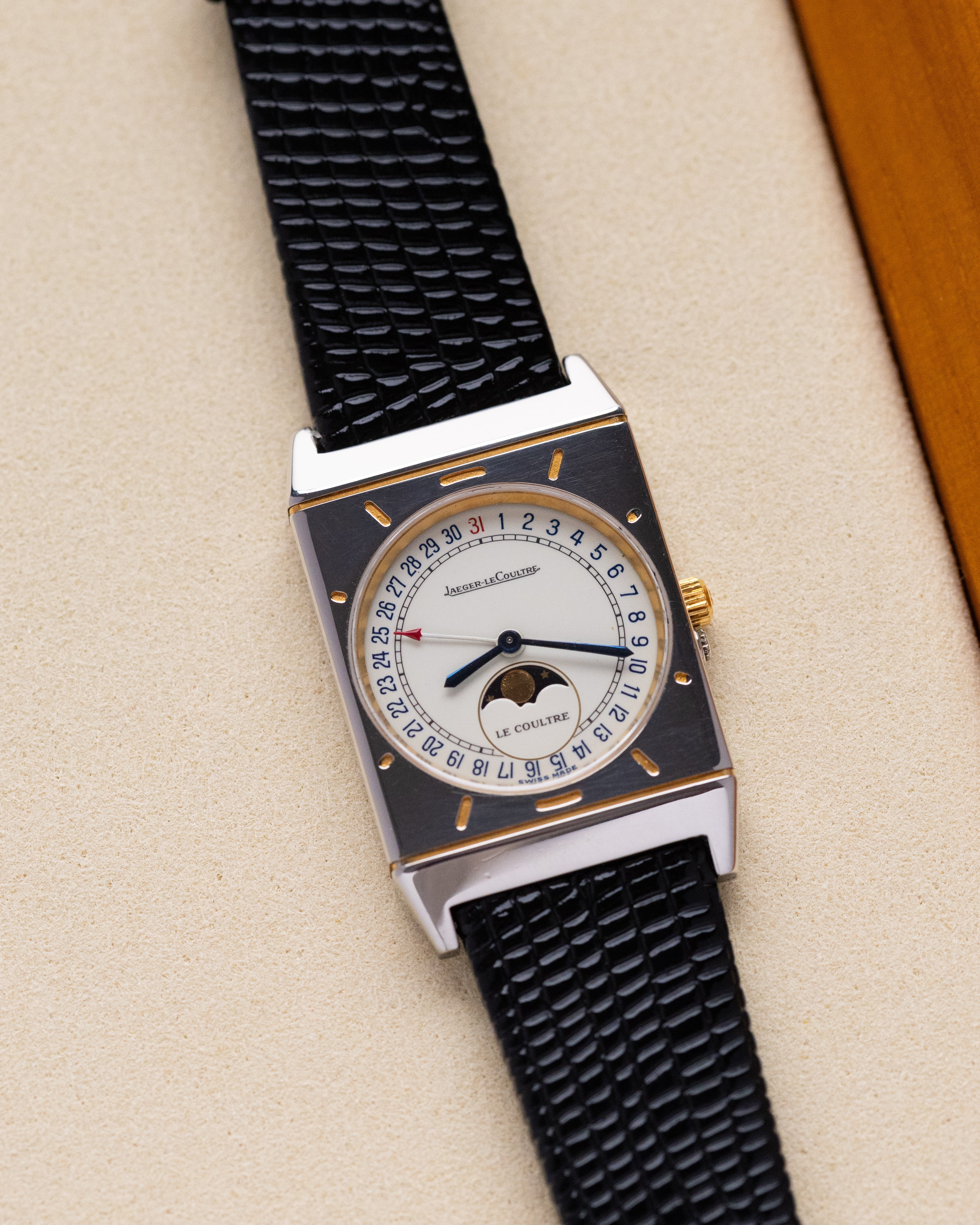 Vintage Jaeger - LeCoultre Tank Moonphase, Pointer Date, Ref. 400.6.20, Two - tone steel/gold case from 1990's - DuMarko