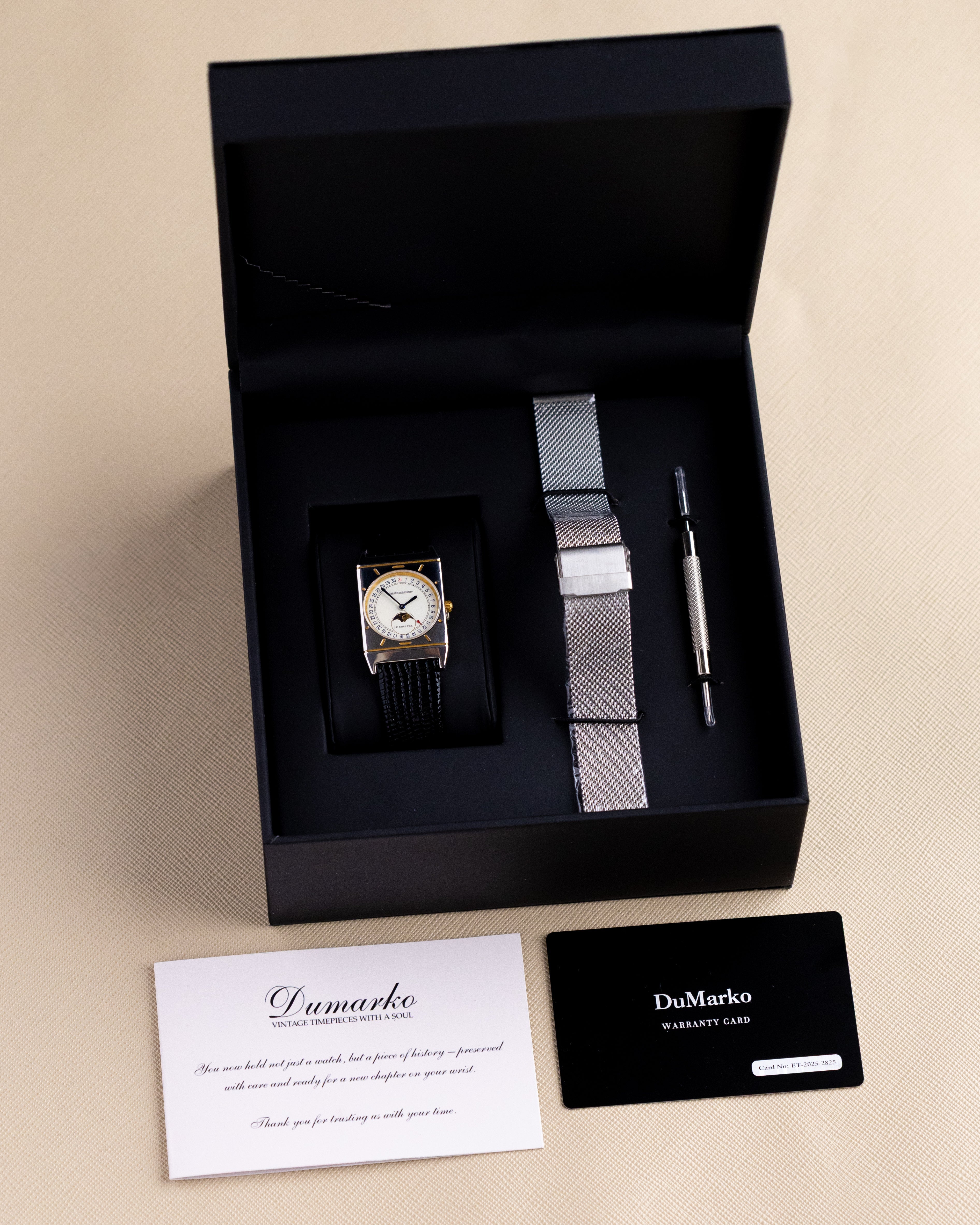 Vintage Jaeger - LeCoultre Tank Moonphase, Pointer Date, Ref. 400.6.20, Two - tone steel/gold case from 1990's - DuMarko