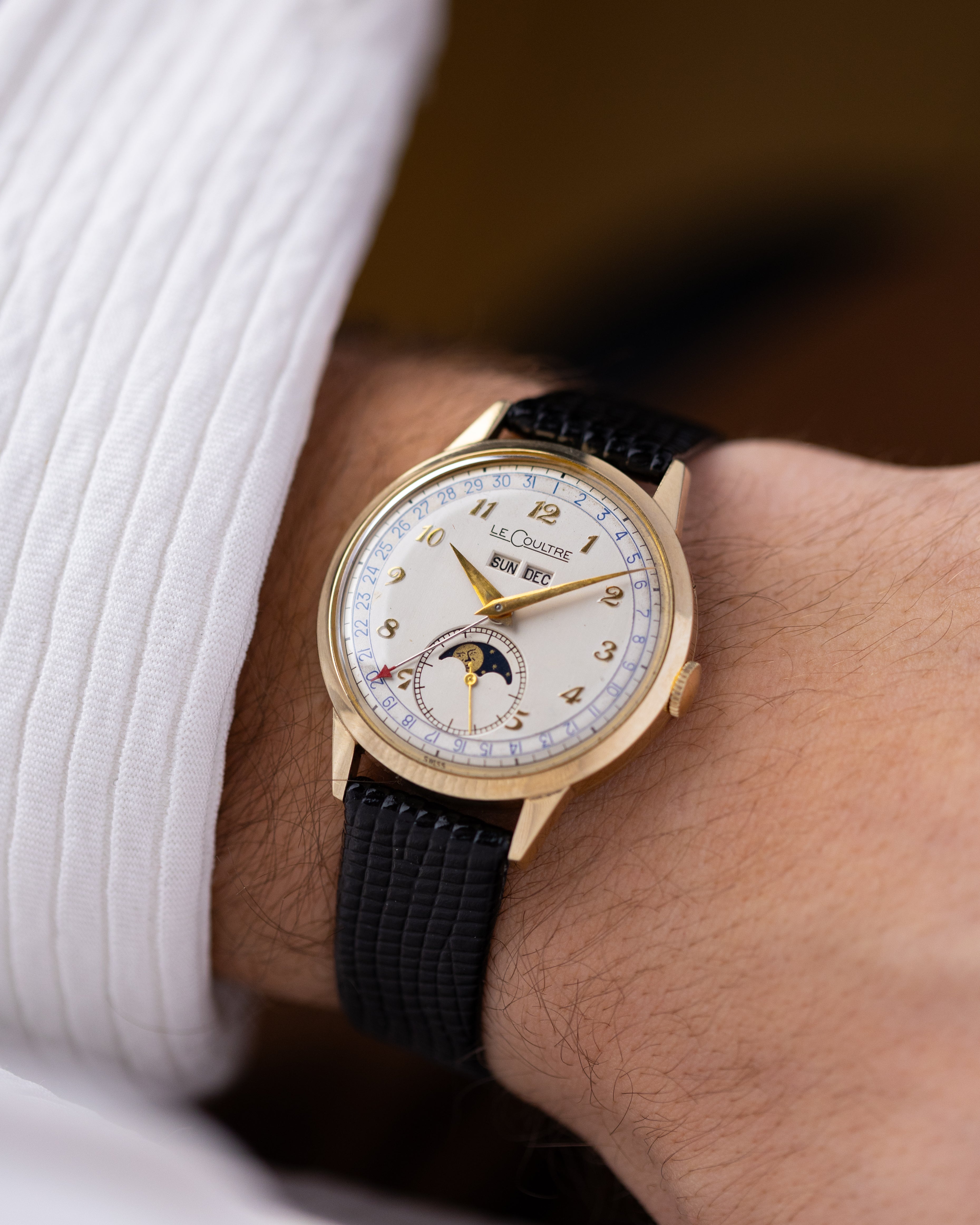 Vintage Jaeger - LeCoultre Triple Date Moonphase Cal. 806/AW, Gold Filled Case, Original Dial, From 1940s - DuMarko