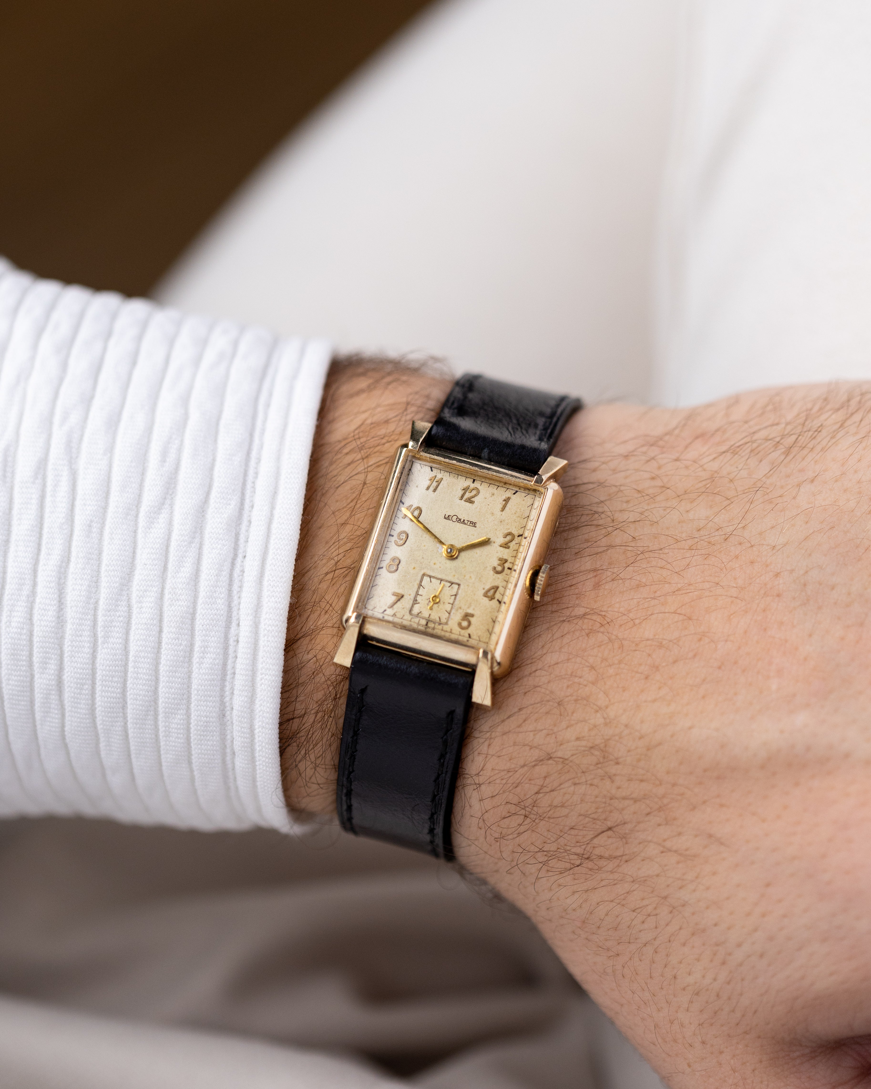 Vintage LeCoultre Art Deco Rectangular Tank, Swiss Dress Watch, 10K Gold - Filled Case, Calibre 413 from 1940's - DuMarko