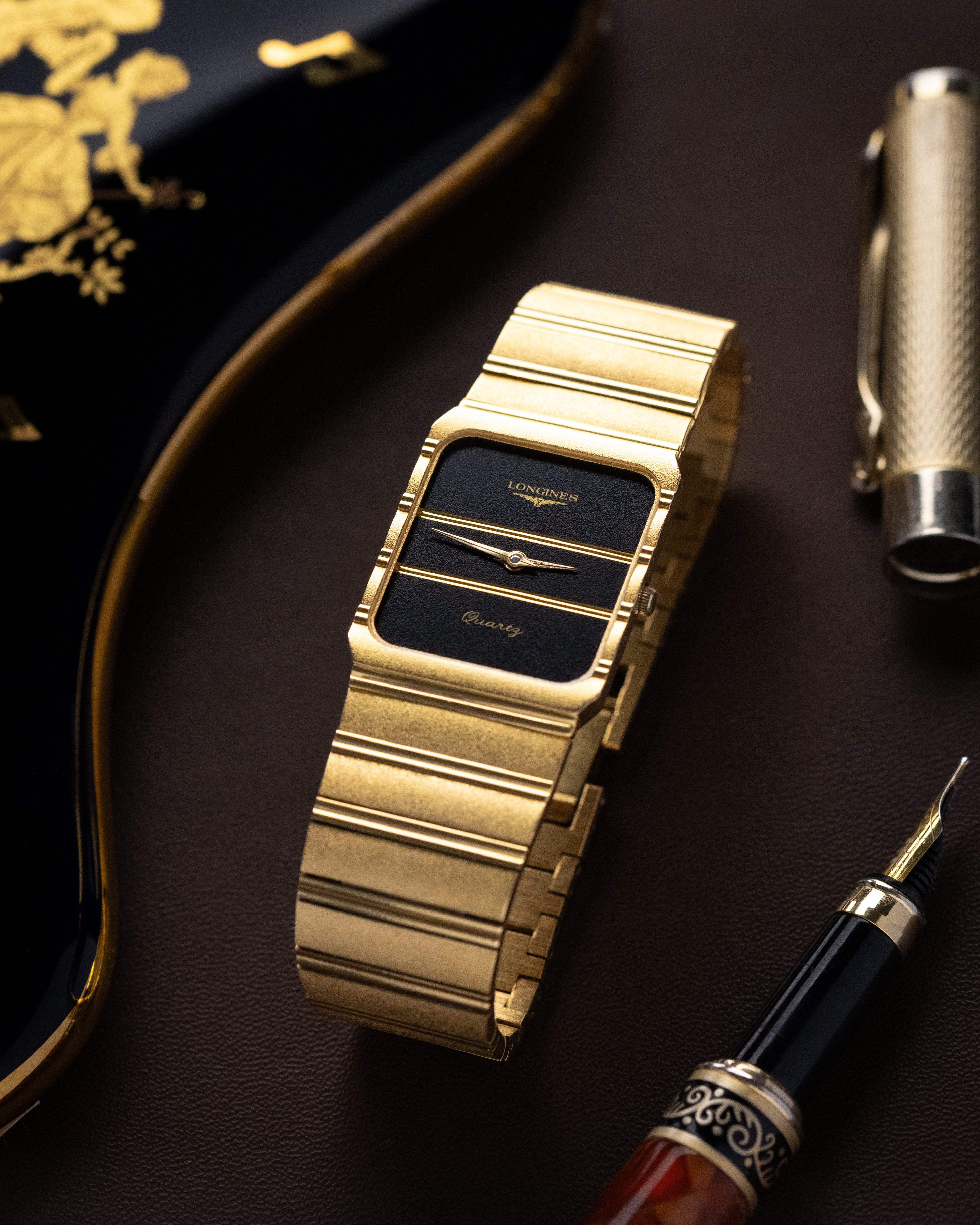 Vintage Longines Art Deco Tank, Cal. L978.2, Black Dial, Integrated Bracelet, Piaget Polo Style, Men's Watch - DuMarko