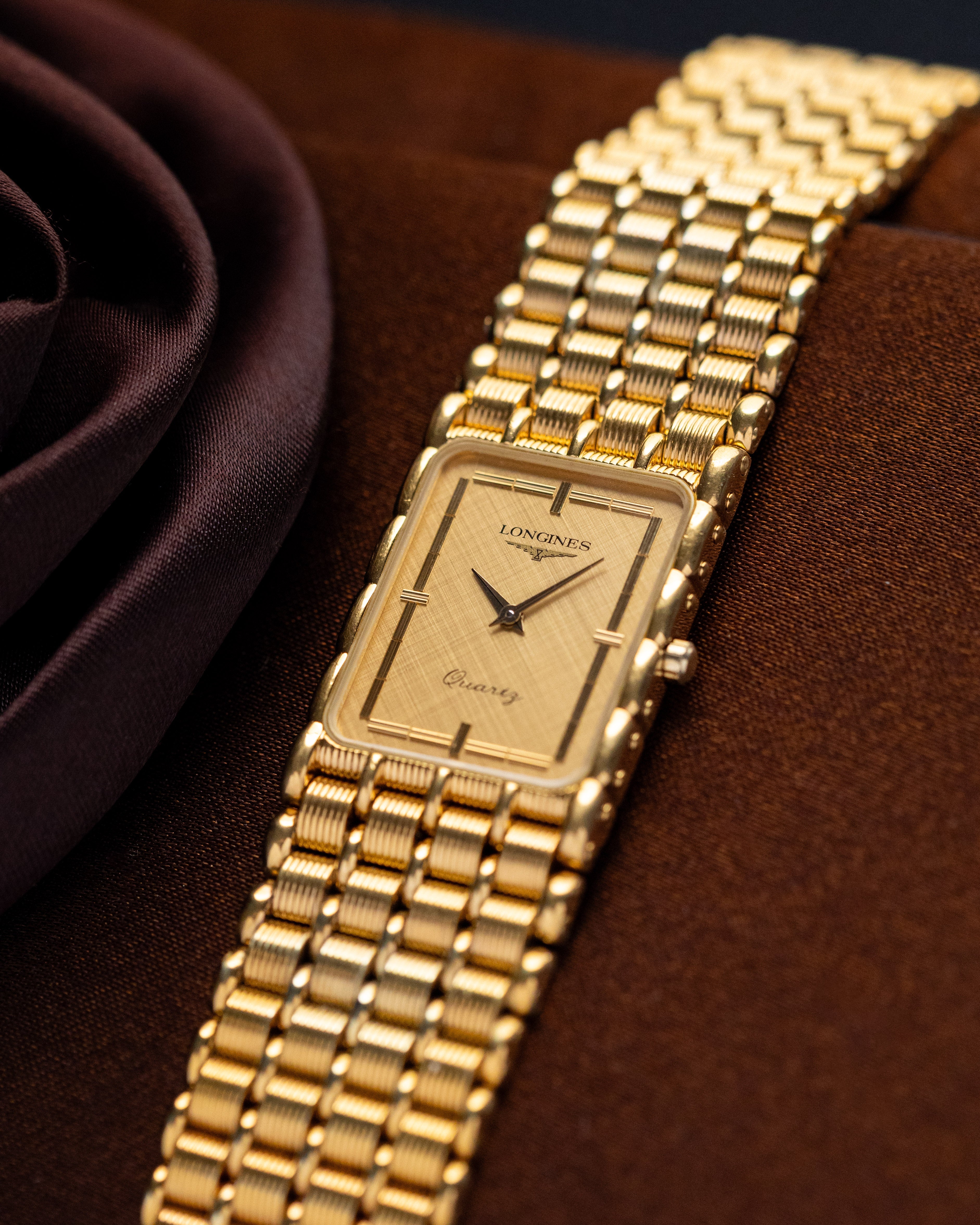 Vintage Longines Art Deco Tank, Ref. MZ5712, Champagne Dial, Quartz from 1980's - DuMarko