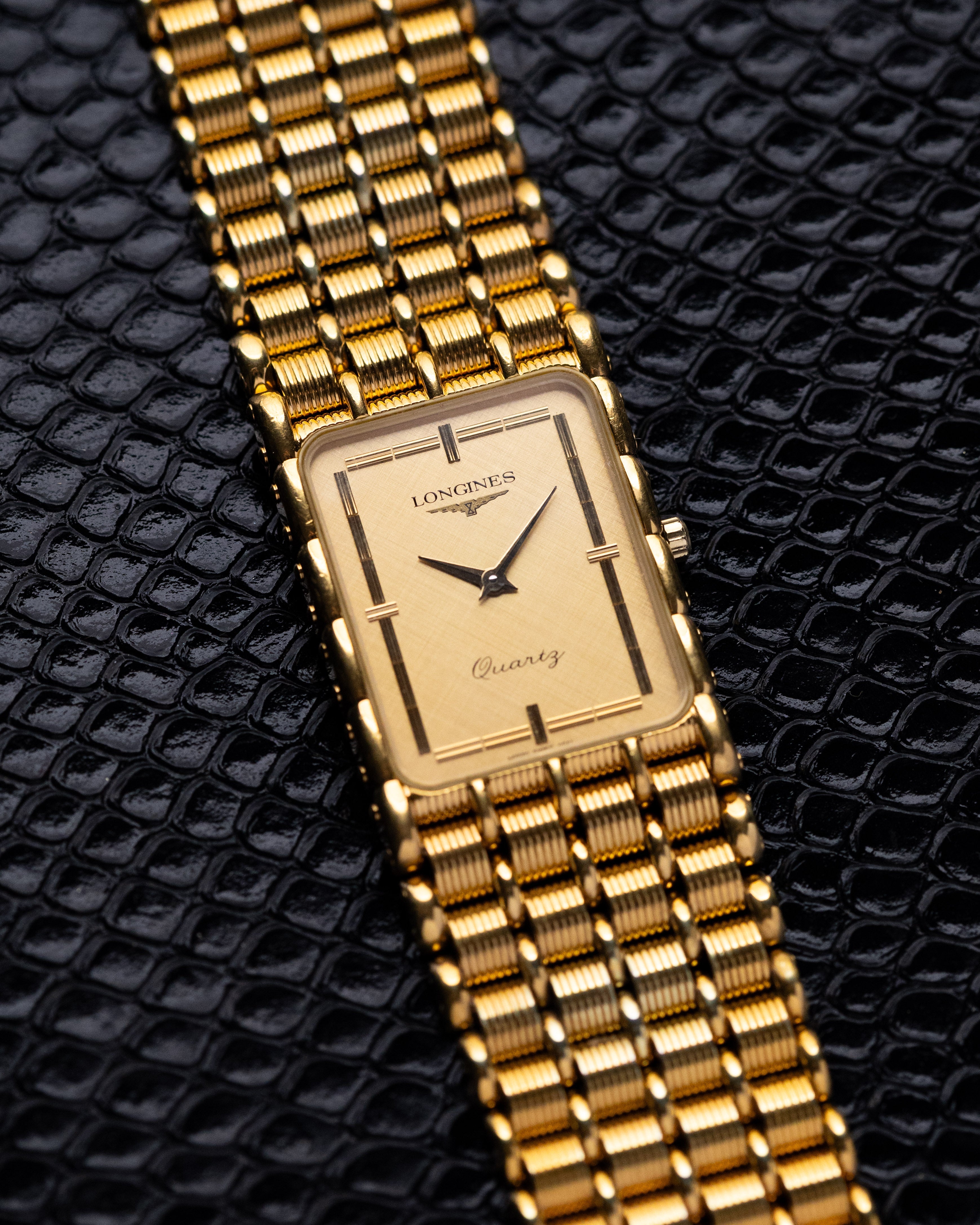 Vintage Longines Art Deco Tank, Ref. MZ5712, Champagne Dial, Quartz from 1980's - DuMarko