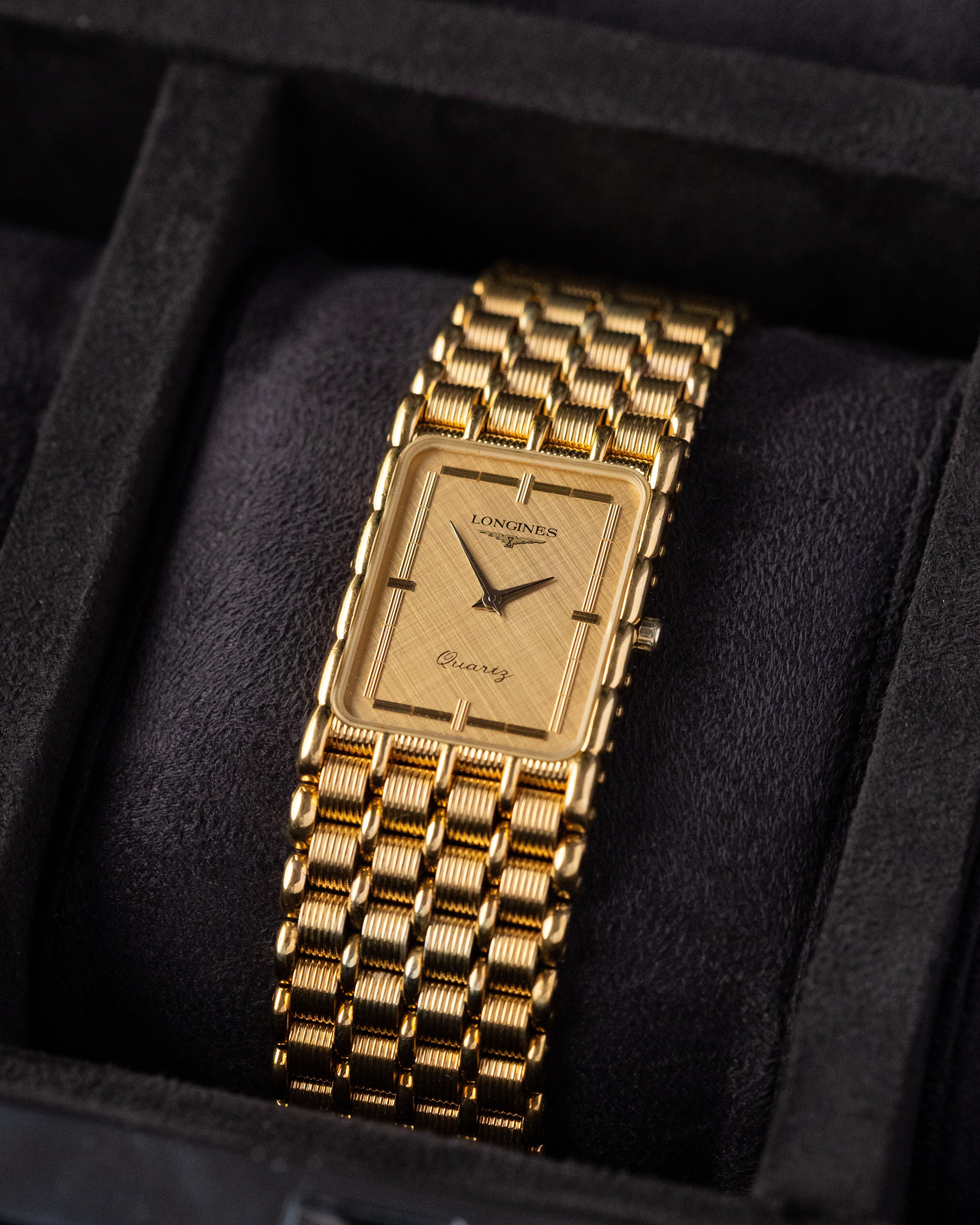 Vintage Longines Art Deco Tank, Ref. MZ5712, Champagne Dial, Quartz from 1980's - DuMarko