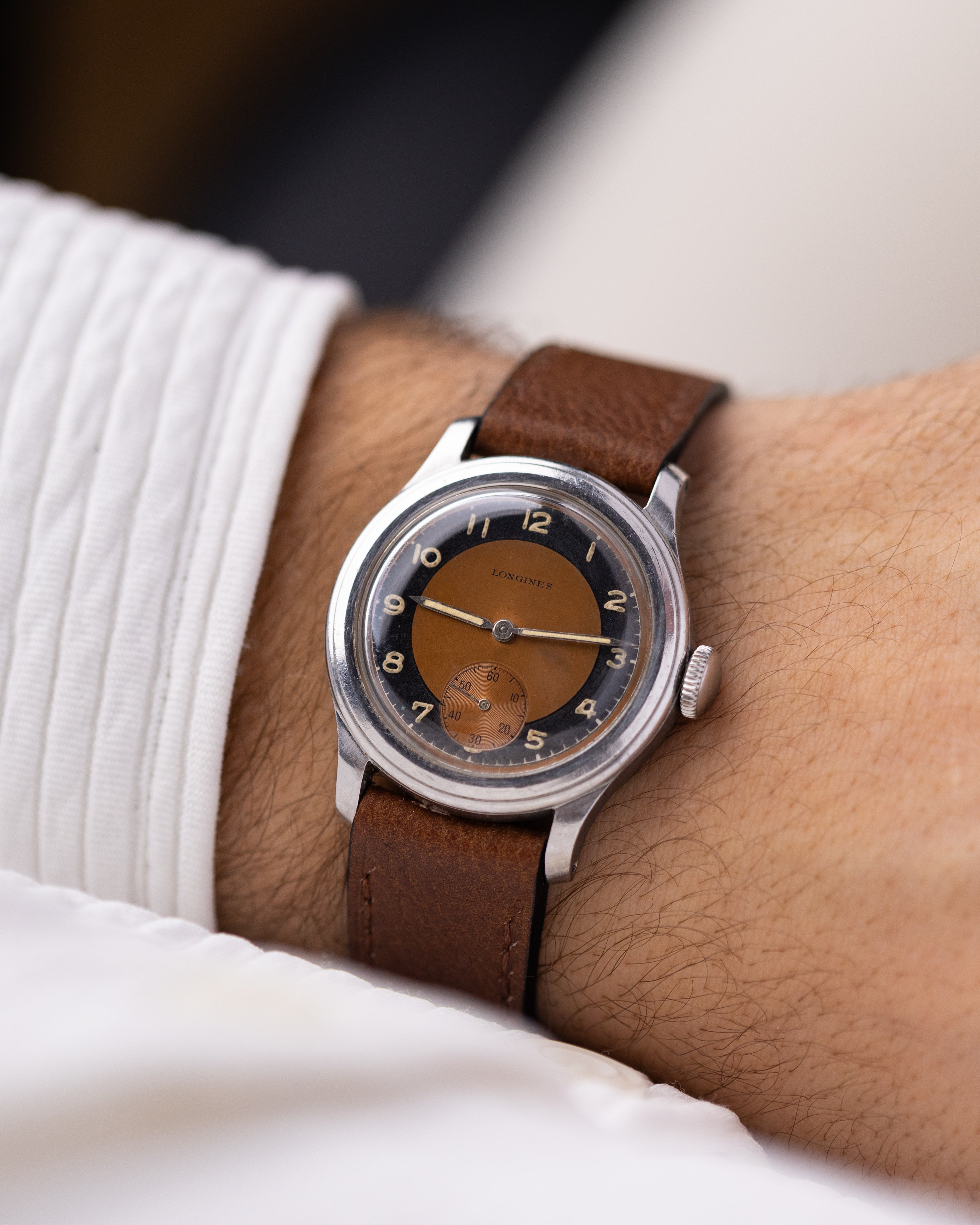 Vintage Longines Bullseye Copper Dial, Swiss watch, Cal. 12.68Z from 1943 - DuMarko