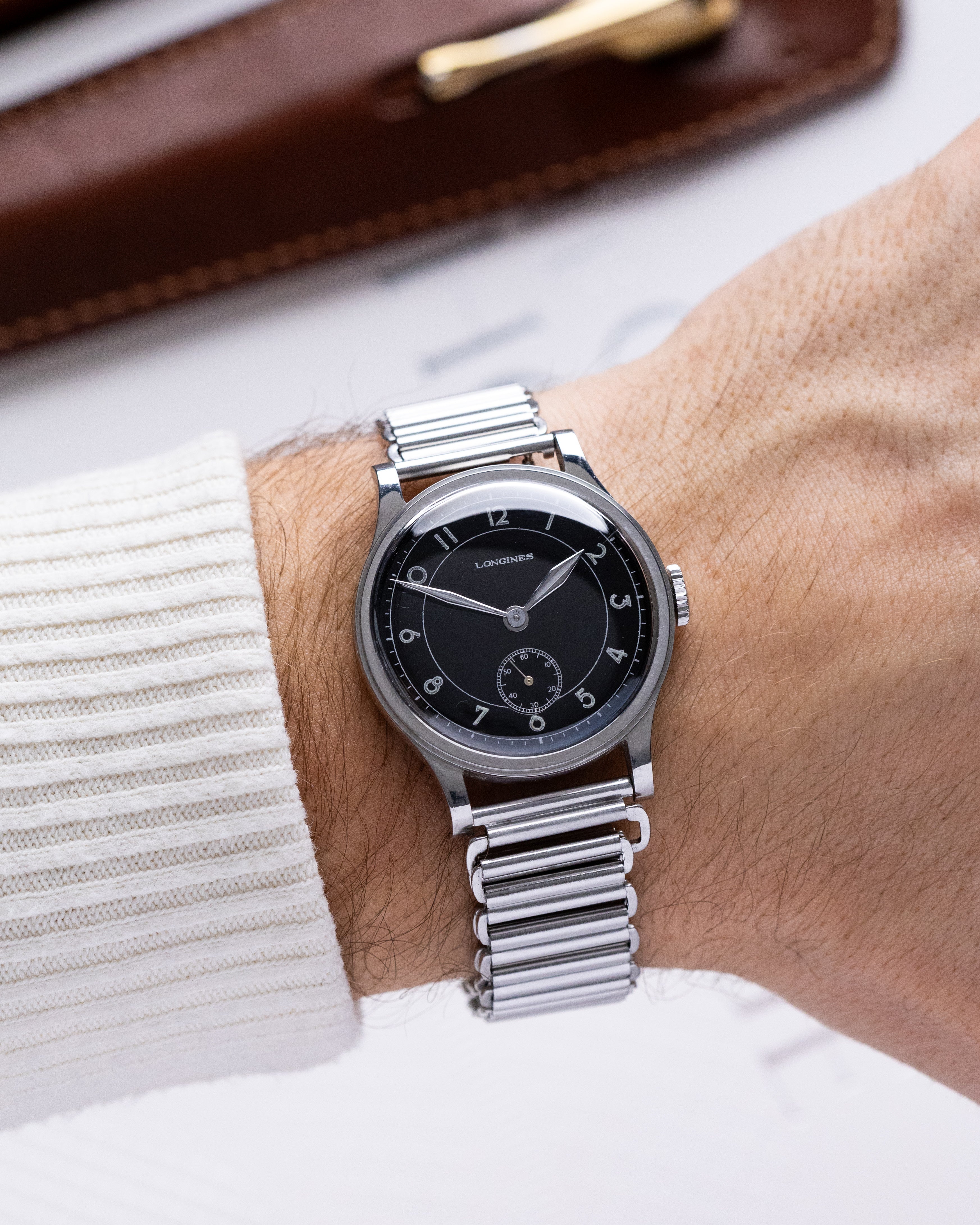 Vintage Longines Calatrava Steel Stepped Case, Ref. 4179, Black Sector glossy dial from 1940 - DuMarko