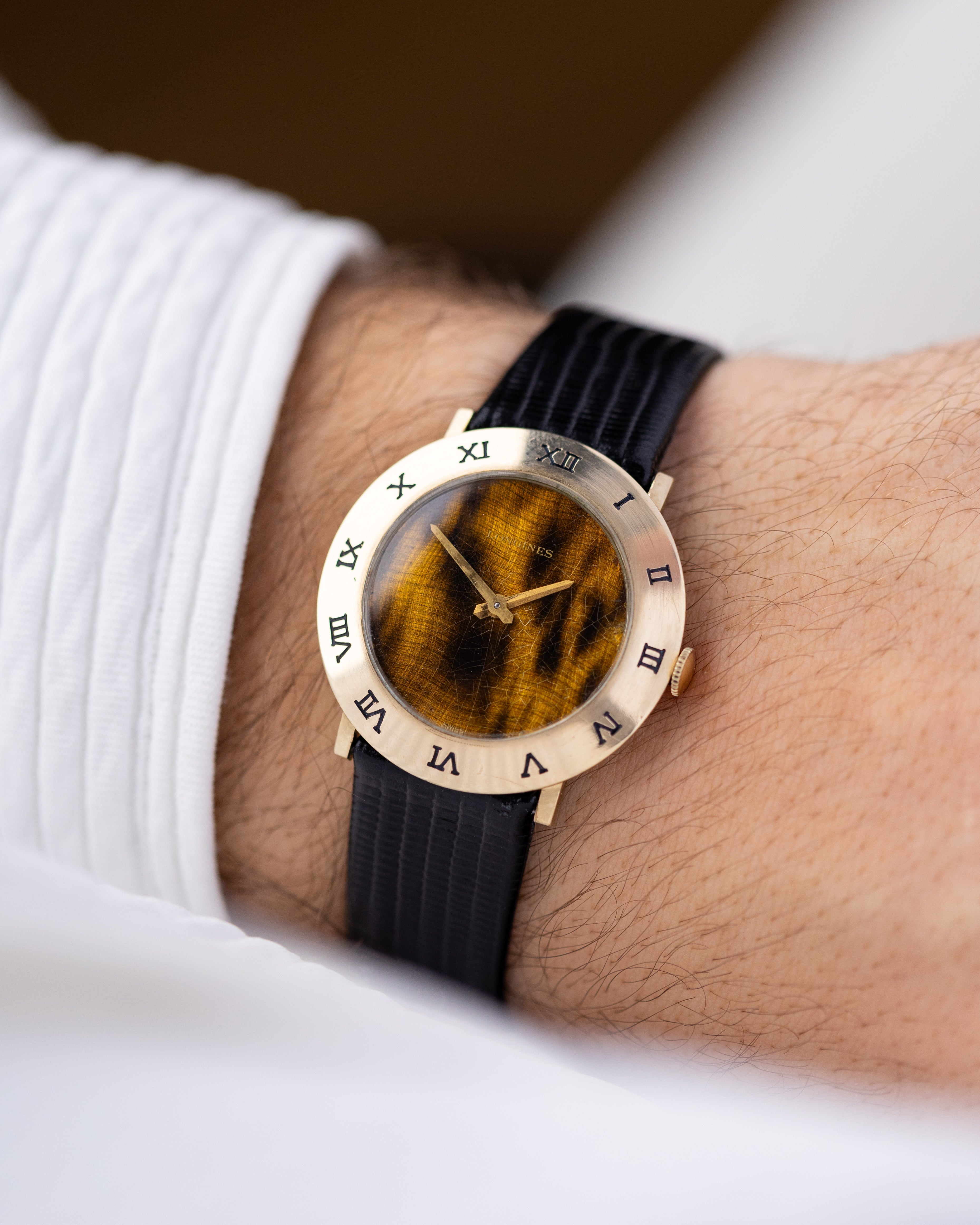 Vintage Longines Dress Watch, Cal. 528, 10K Gold - Filled Case, Tiger Eye Craquelure Dial from 1969 - DuMarko