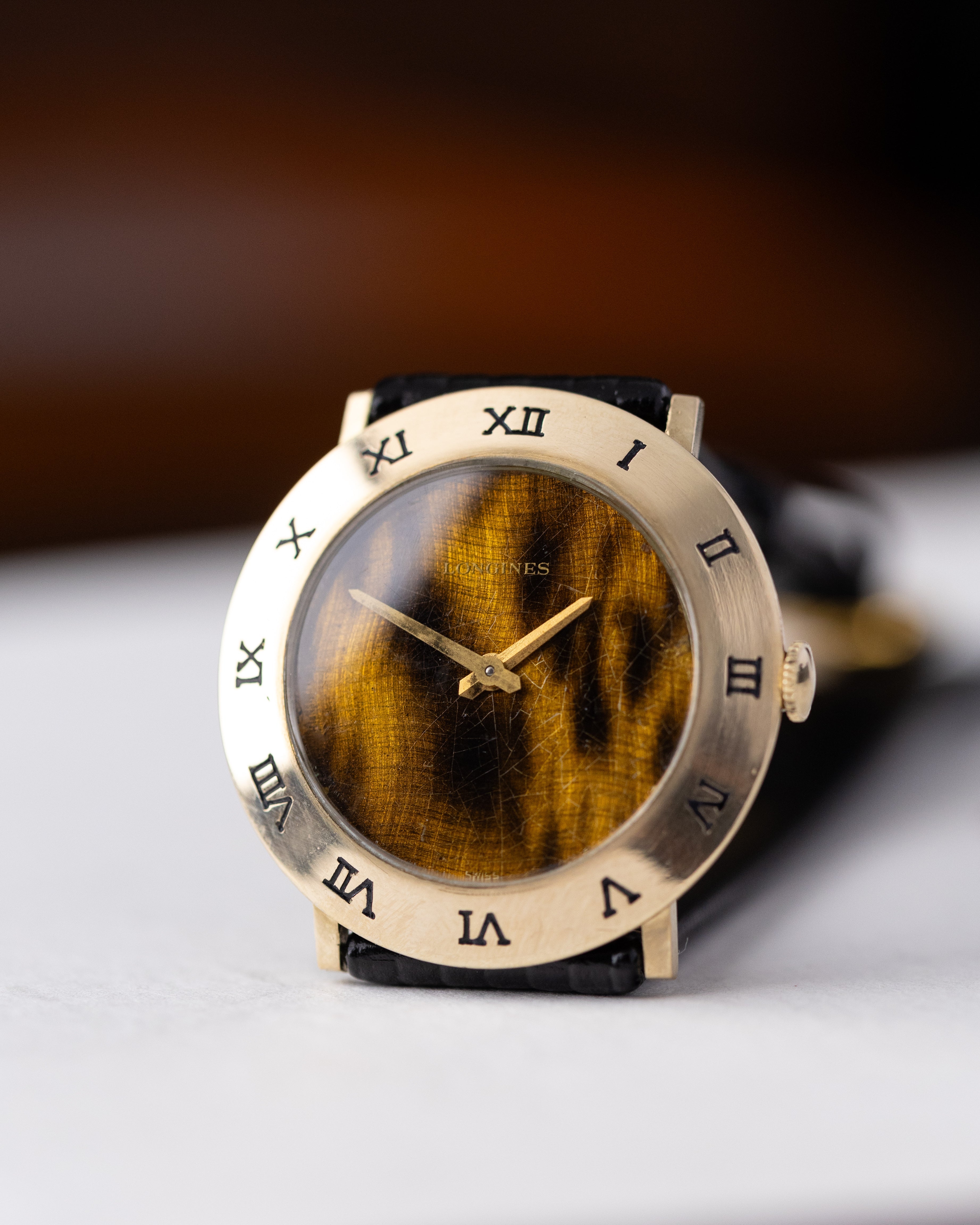 Vintage Longines Dress Watch, Cal. 528, 10K Gold - Filled Case, Tiger Eye Craquelure Dial from 1969 - DuMarko