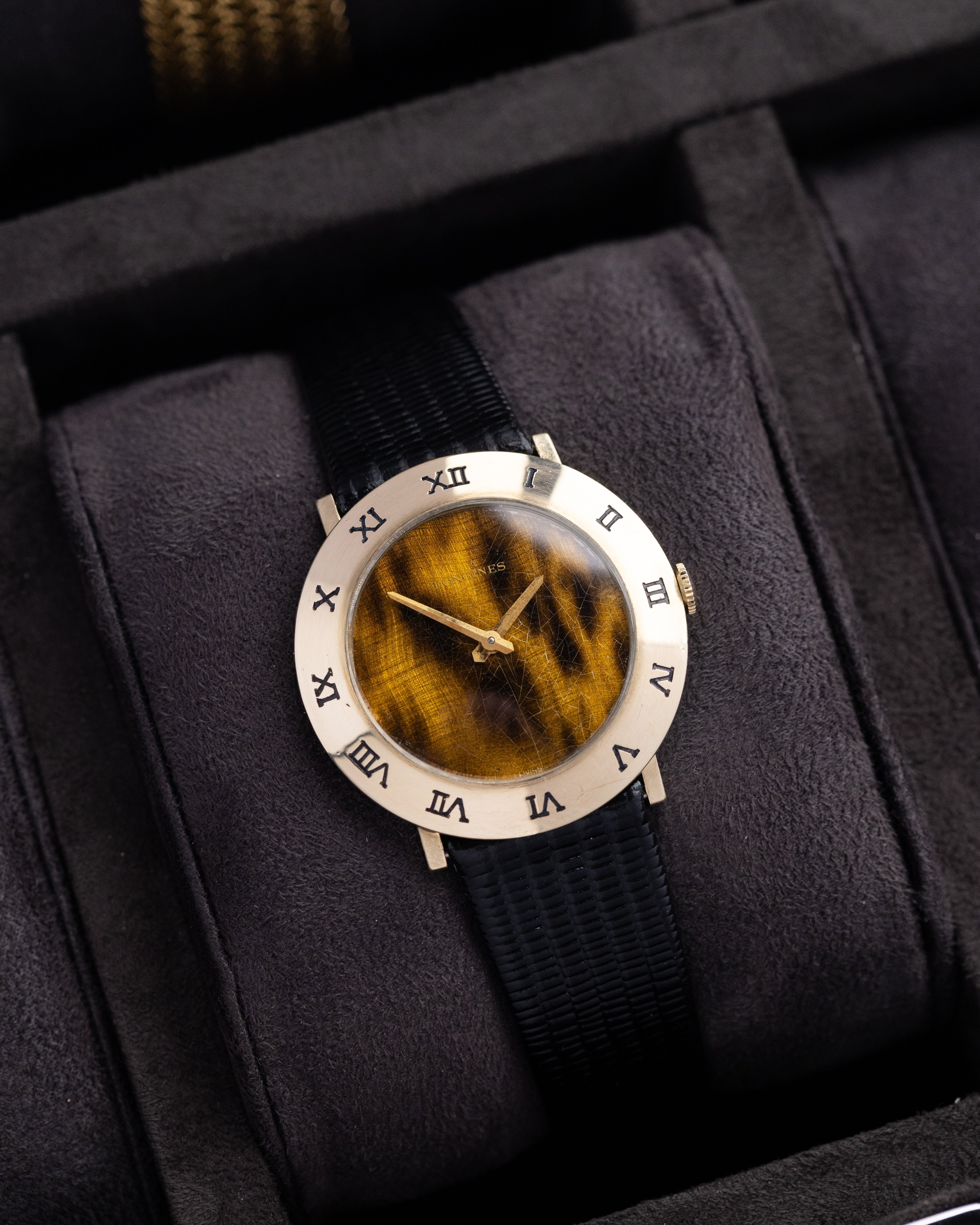 Vintage Longines Dress Watch, Cal. 528, 10K Gold - Filled Case, Tiger Eye Craquelure Dial from 1969 - DuMarko