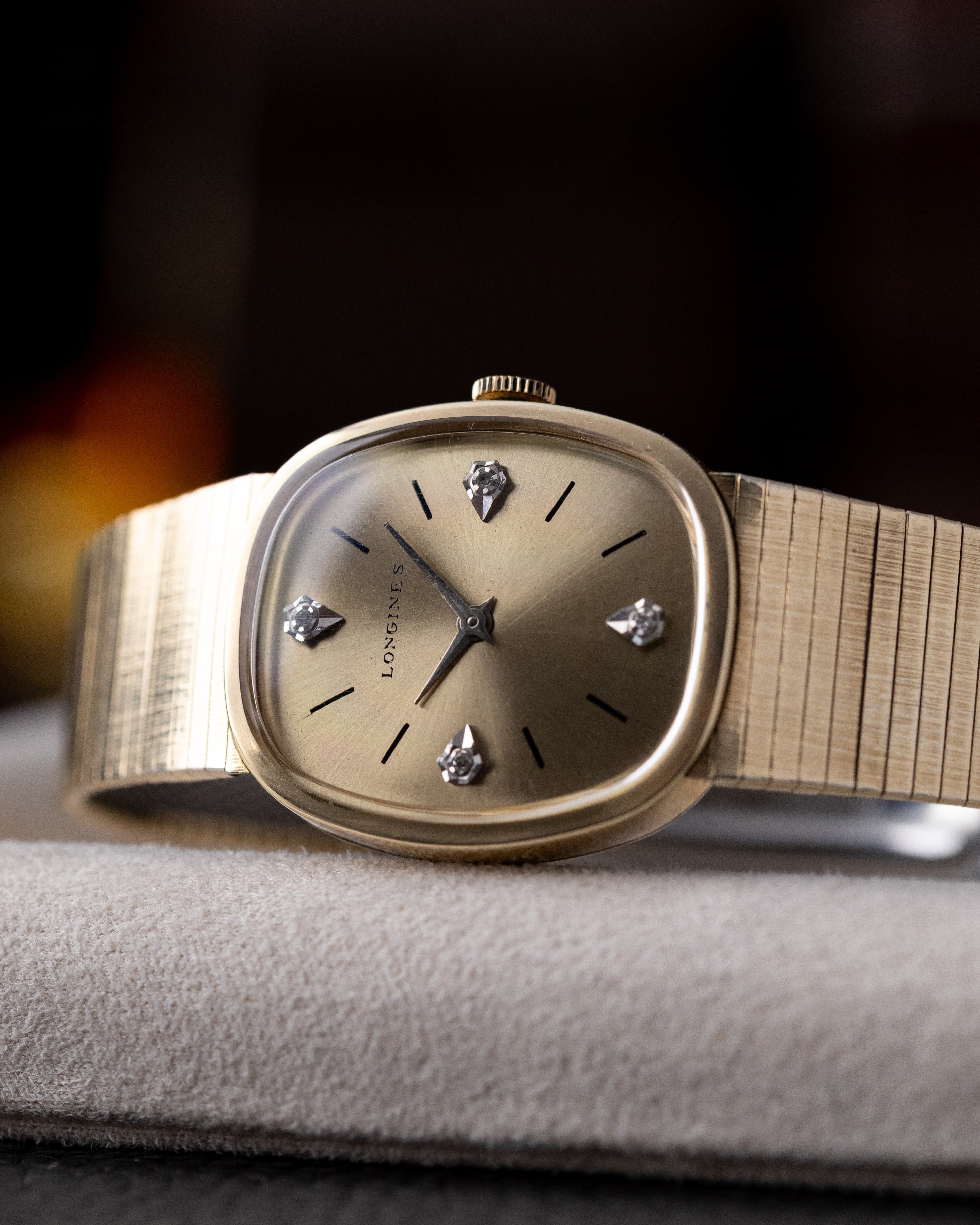 Vintage Longines Ellipse Case, Diamond Dial, Cal. 528, Gold - Plated Dress Watch from 1960's - DuMarko