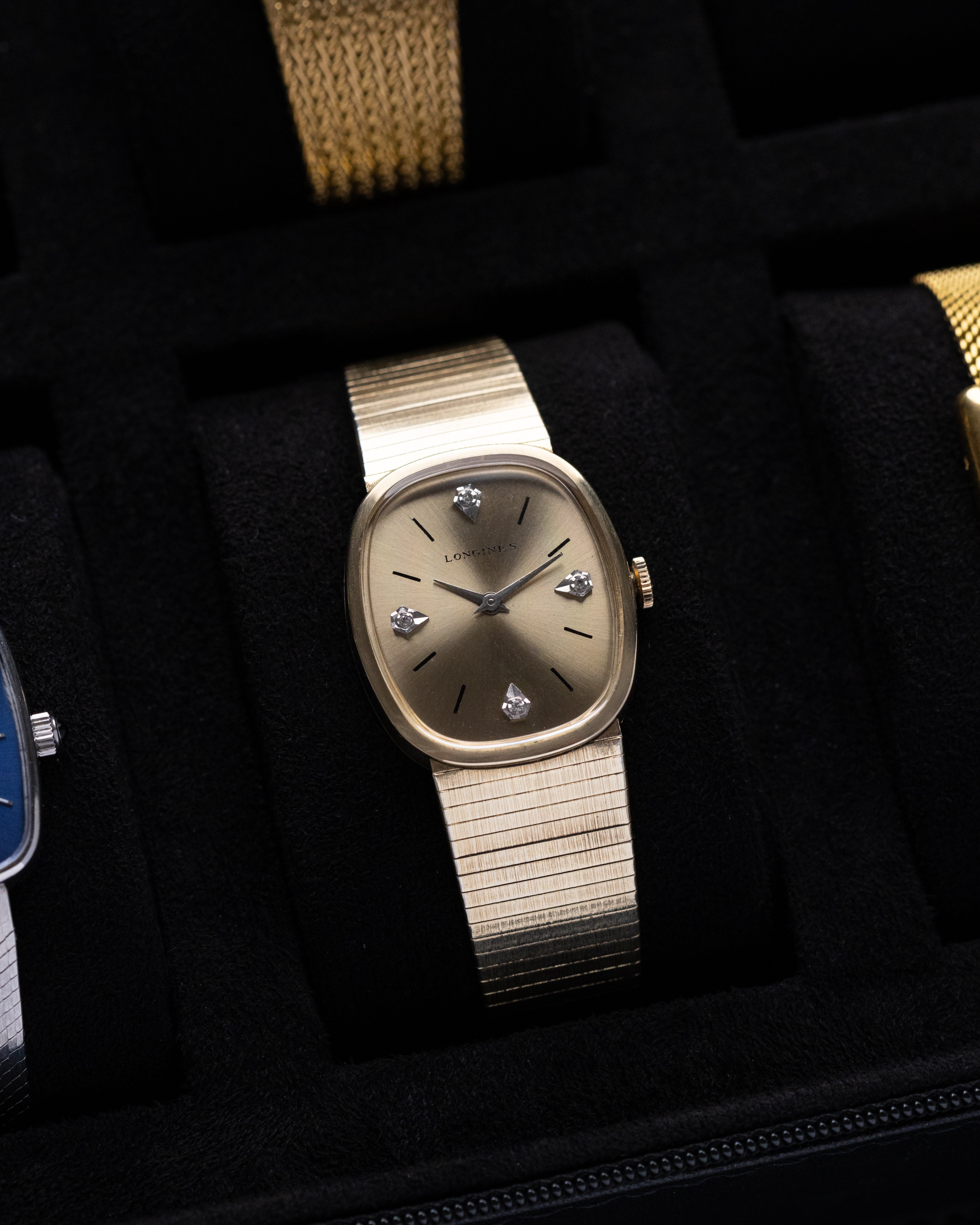 Vintage Longines Ellipse Case, Diamond Dial, Cal. 528, Gold - Plated Dress Watch from 1960's - DuMarko