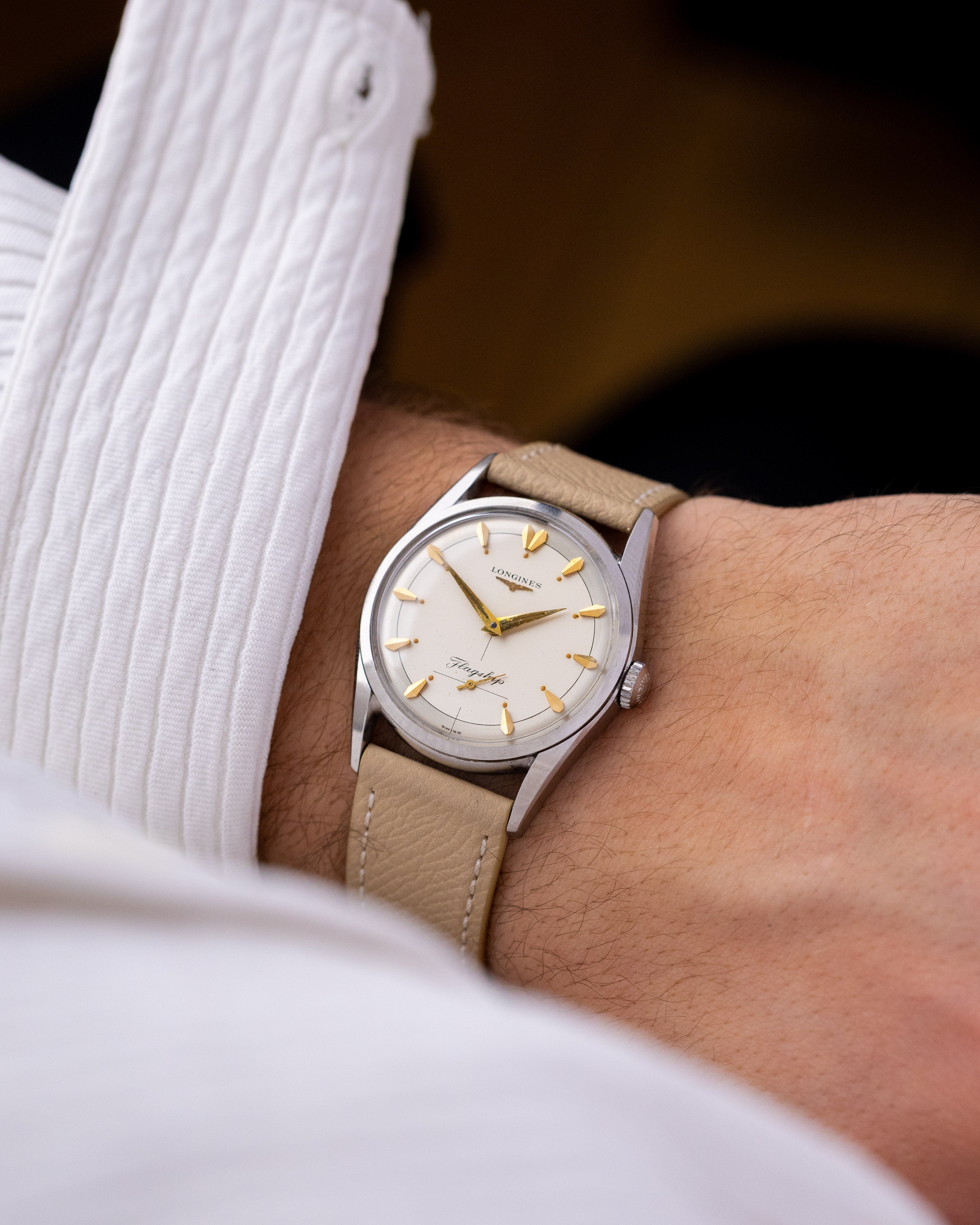 Vintage Longines Flagship Swiss Watch, Two - Tone Dial, Cal. 30L from 1950s - DuMarko
