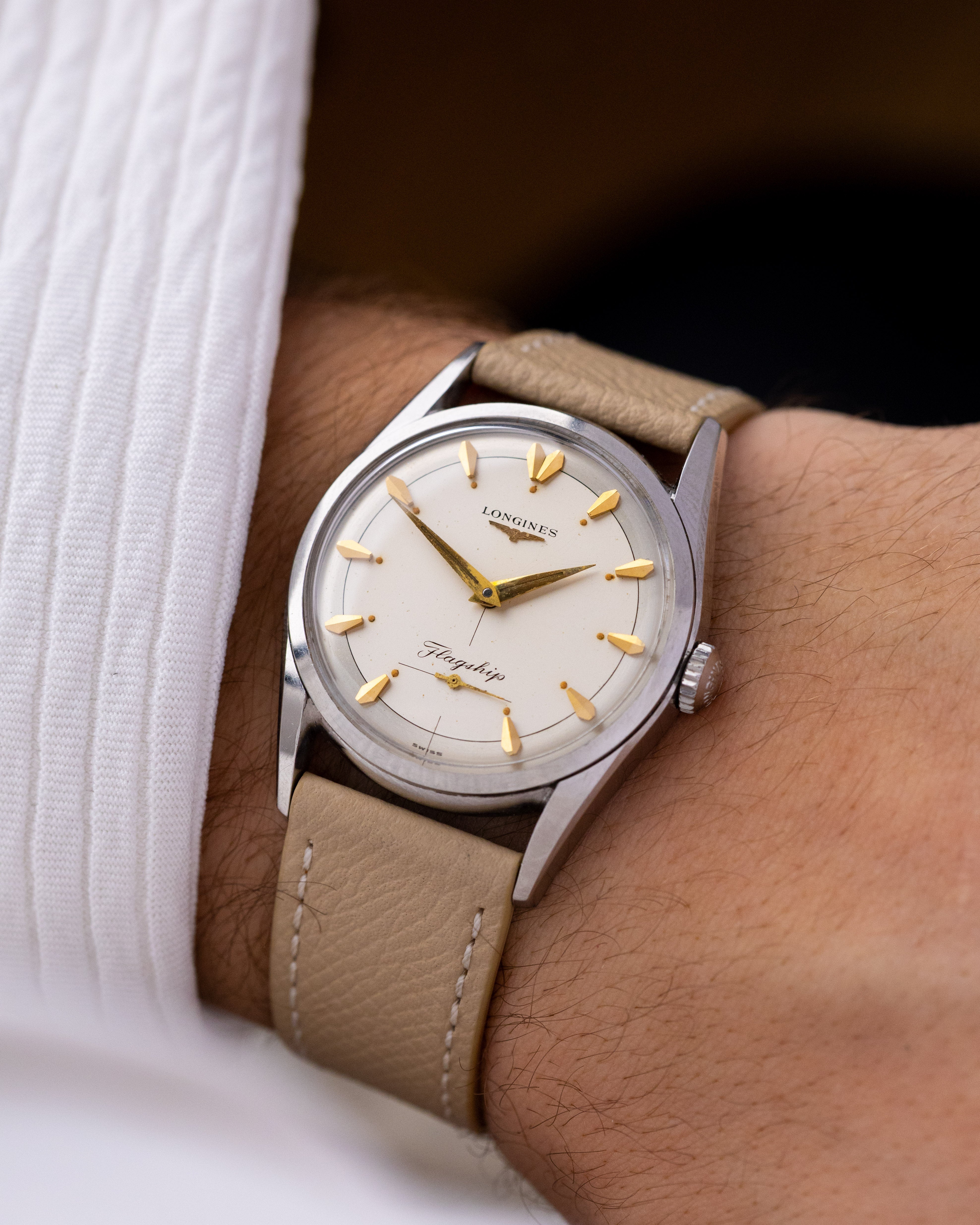 Vintage Longines Flagship Swiss Watch, Two - Tone Dial, Cal. 30L from 1950s - DuMarko