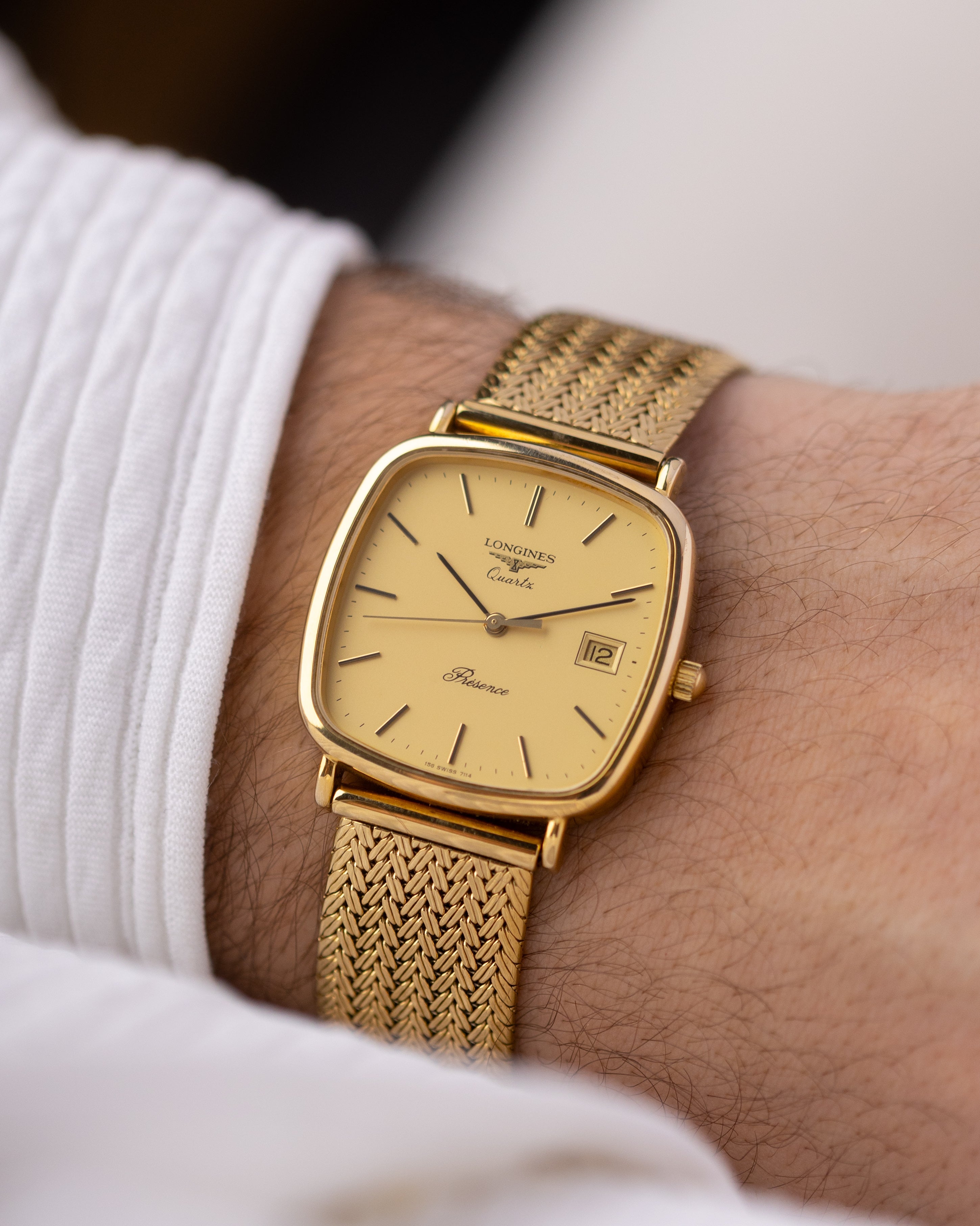 Vintage Longines Presence, Swiss Quartz Watch, Cushion Case, Date window from 1980's - DuMarko