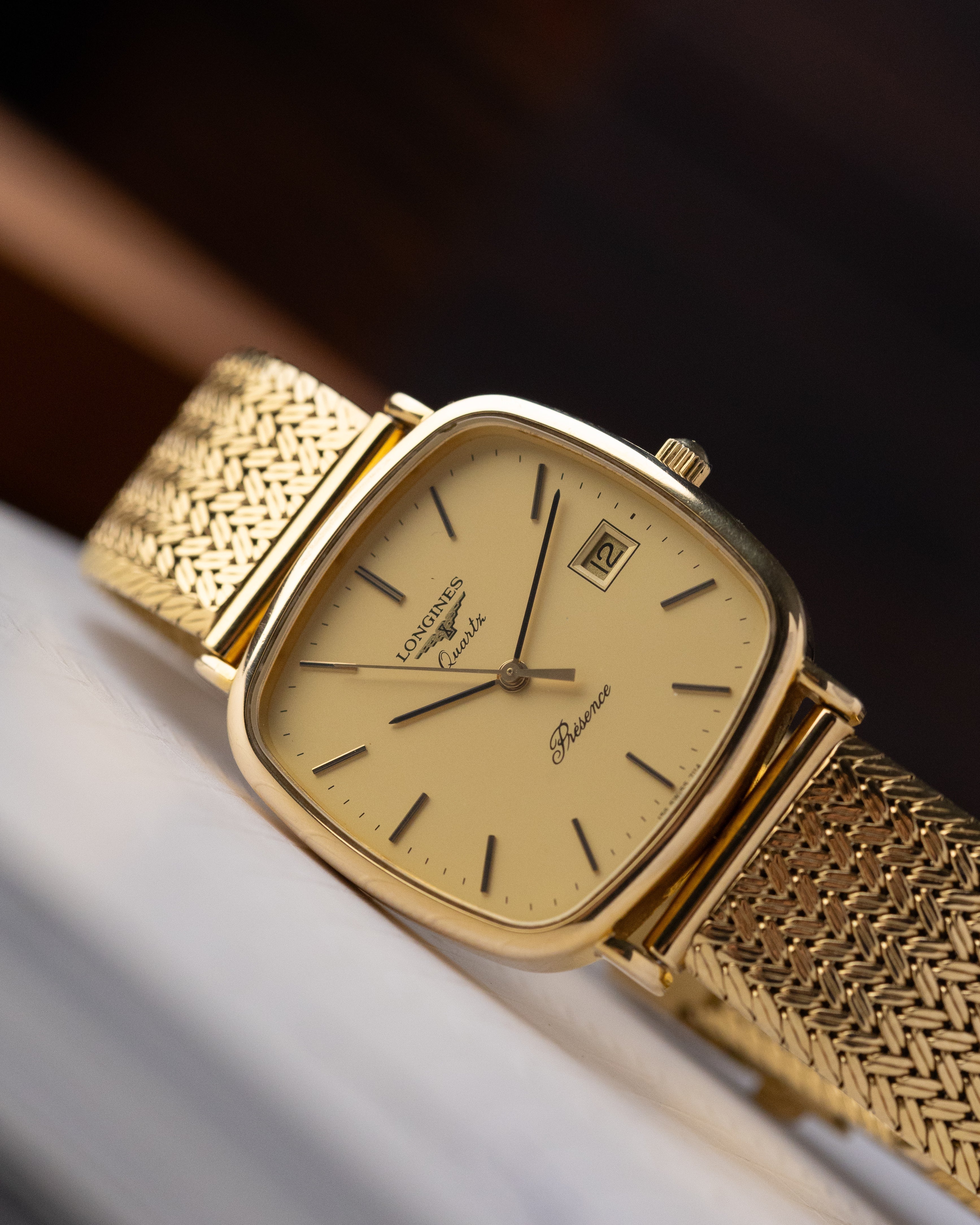 Vintage Longines Presence, Swiss Quartz Watch, Cushion Case, Date window from 1980's - DuMarko