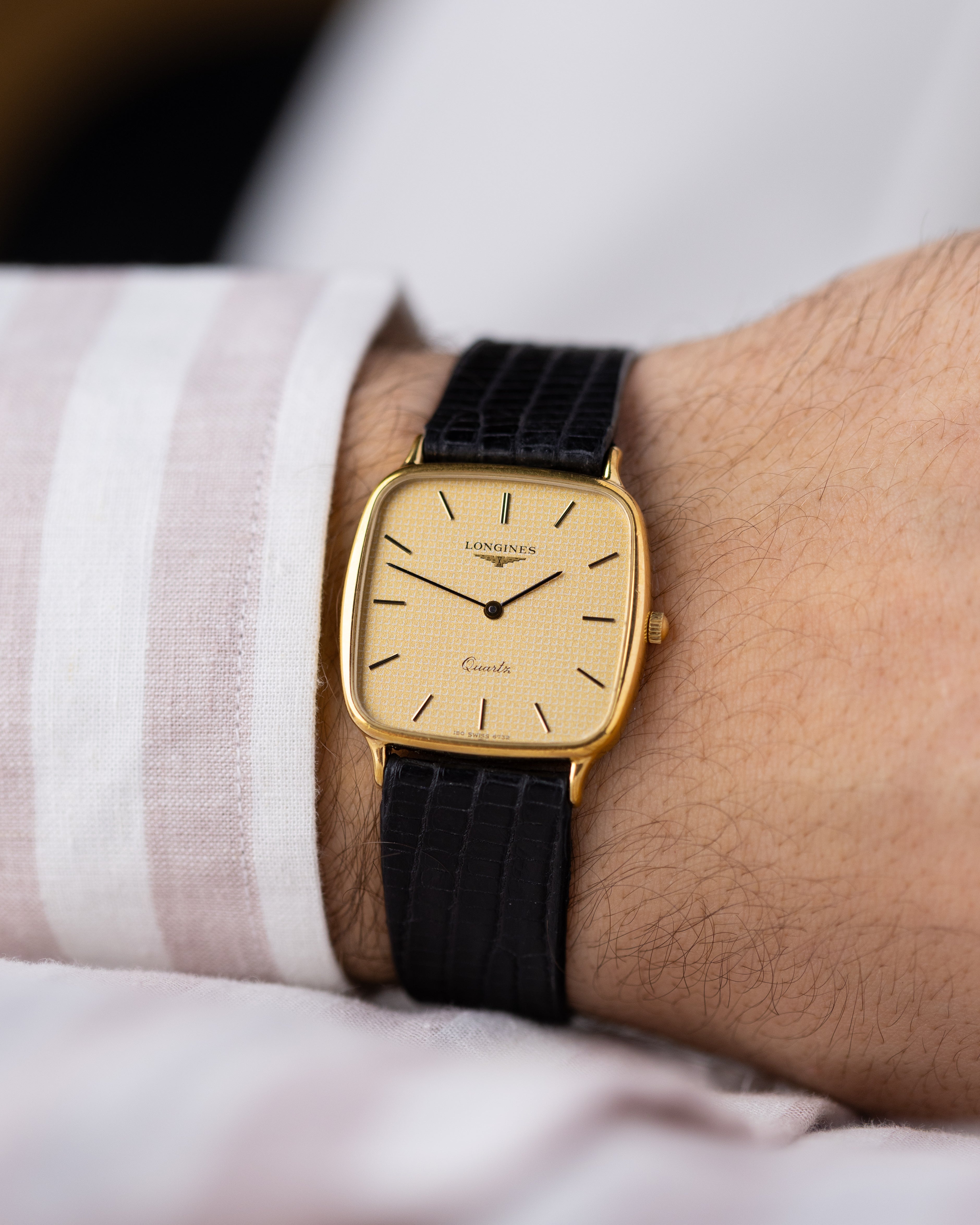 Vintage Longines Swiss Quartz Watch, Check pattern dial from 1970's - DuMarko