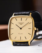 Vintage Longines Swiss Quartz Watch, Check pattern dial from 1970's - DuMarko