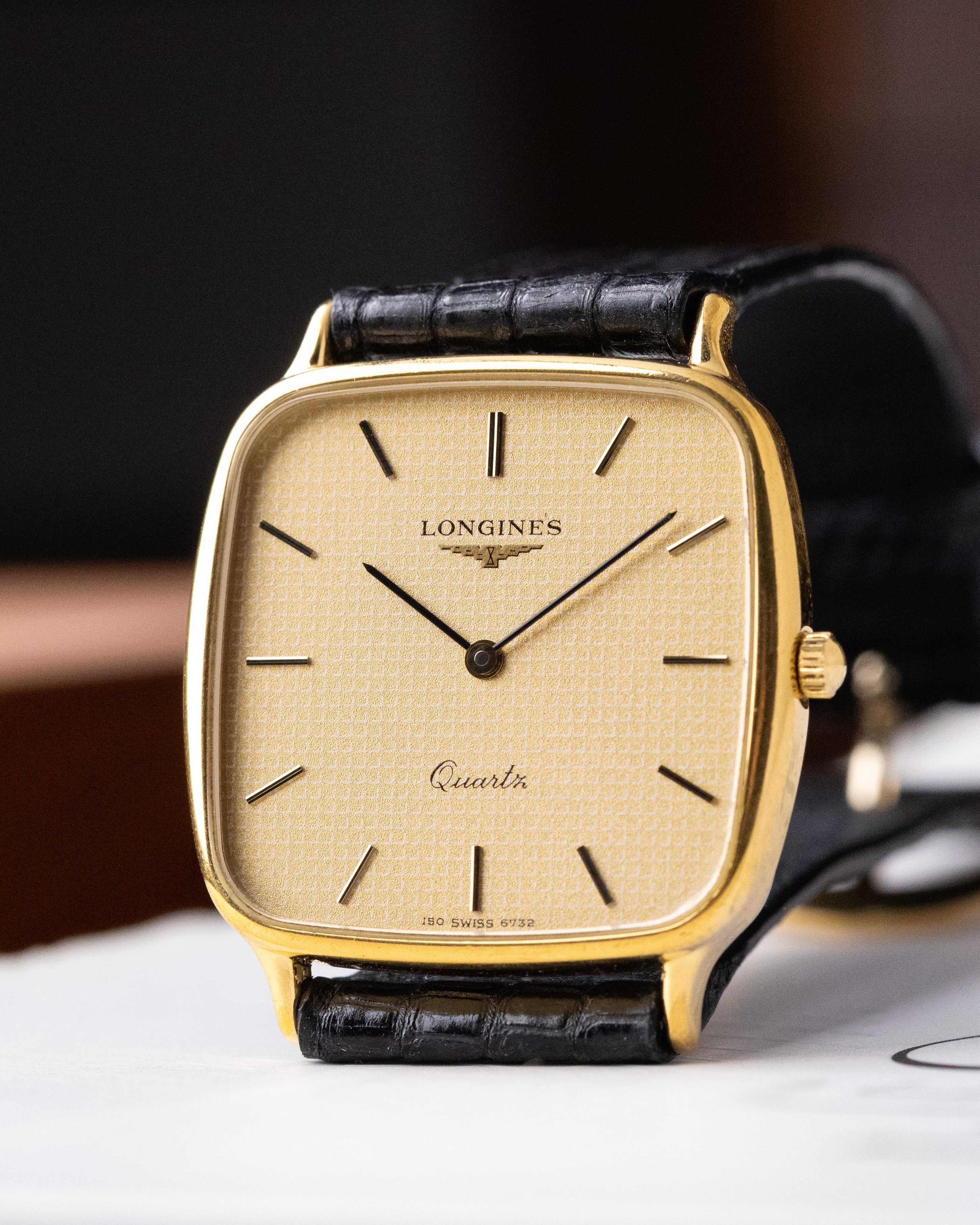 Vintage Longines Swiss Quartz Watch, Check pattern dial from 1970's - DuMarko