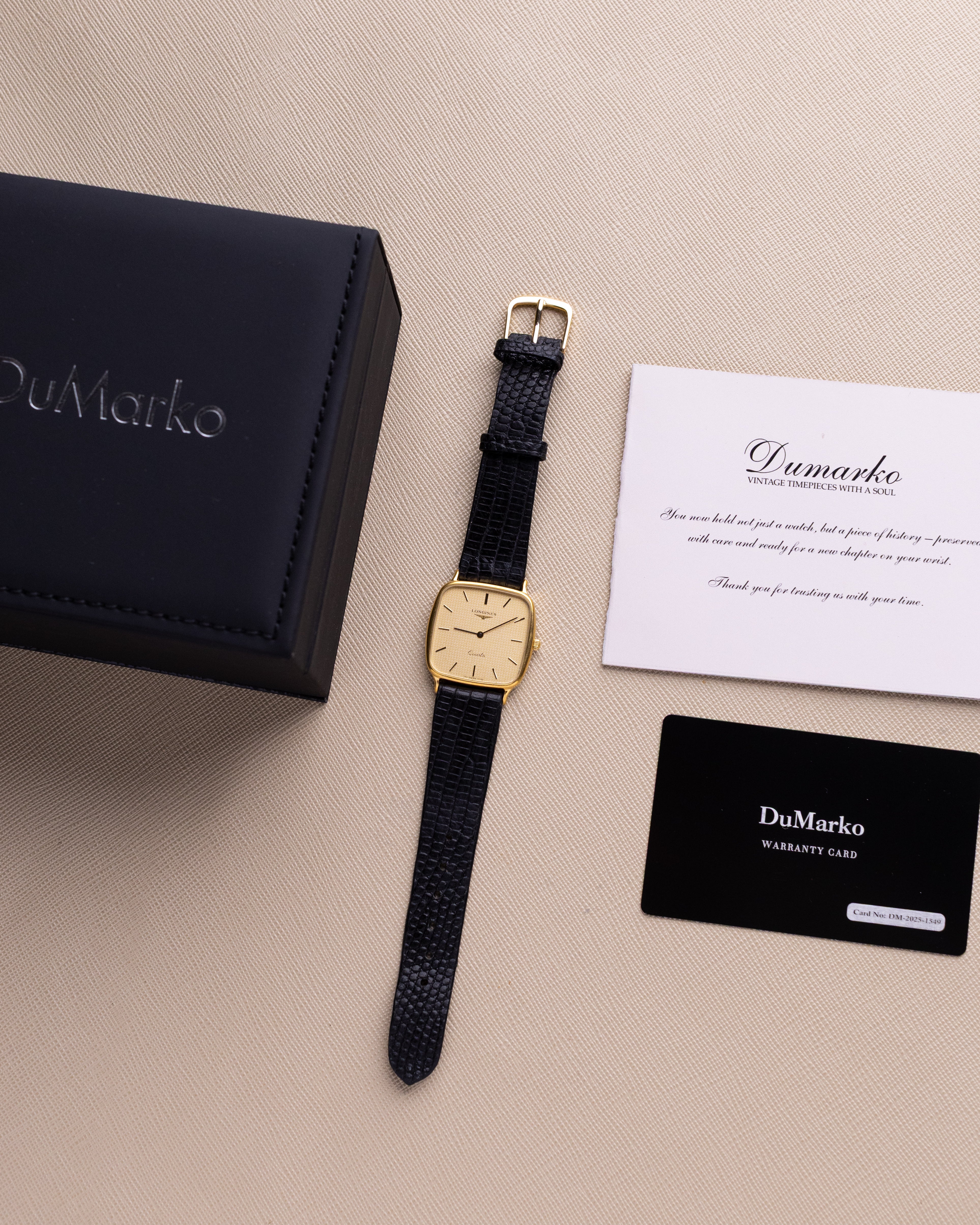 Vintage Longines Swiss Quartz Watch, Check pattern dial from 1970's - DuMarko