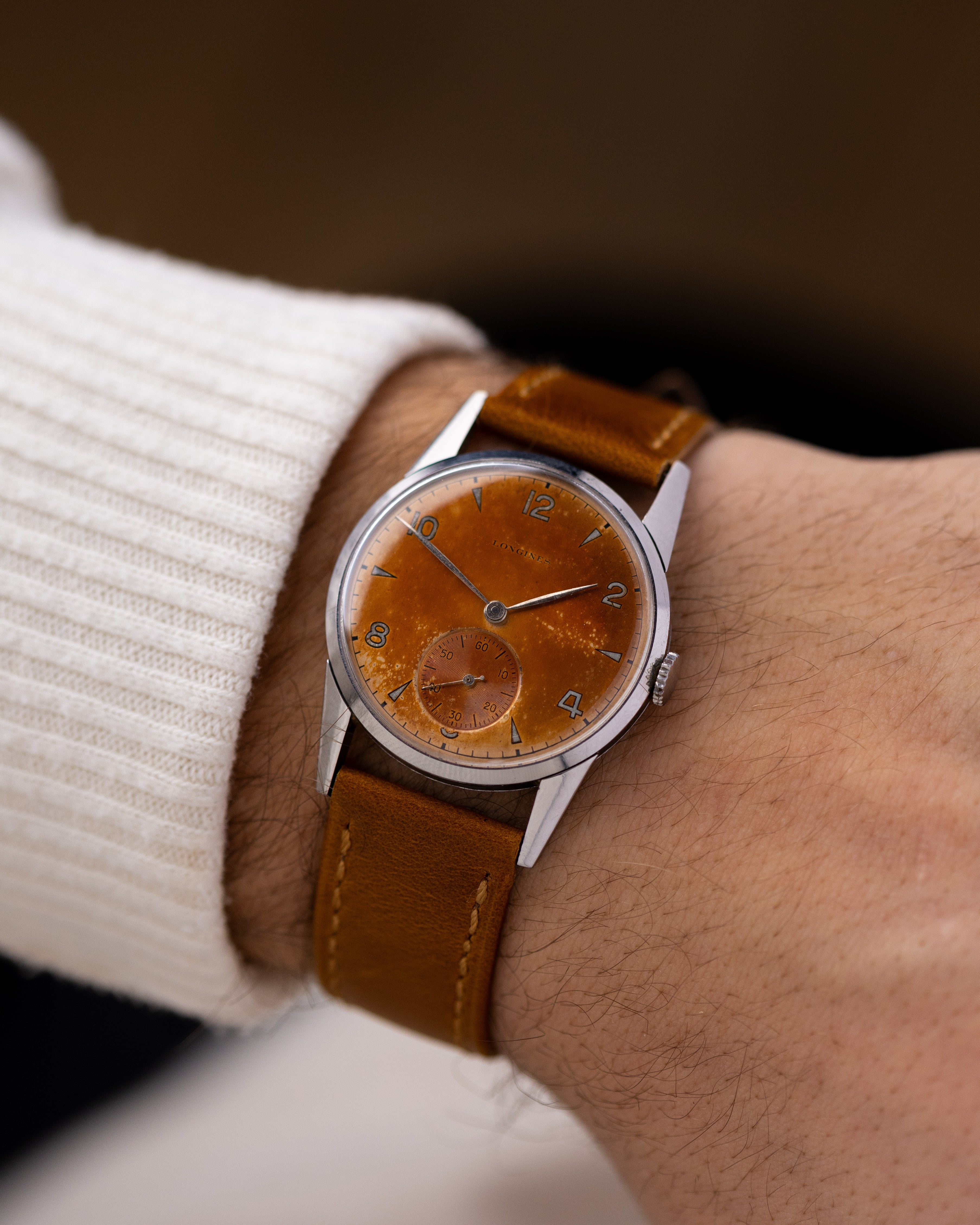 Vintage Longines Swiss watch, Rare Salmon Patina. Dial, Ref. 3500, Cal. 27M from 1947 - DuMarko