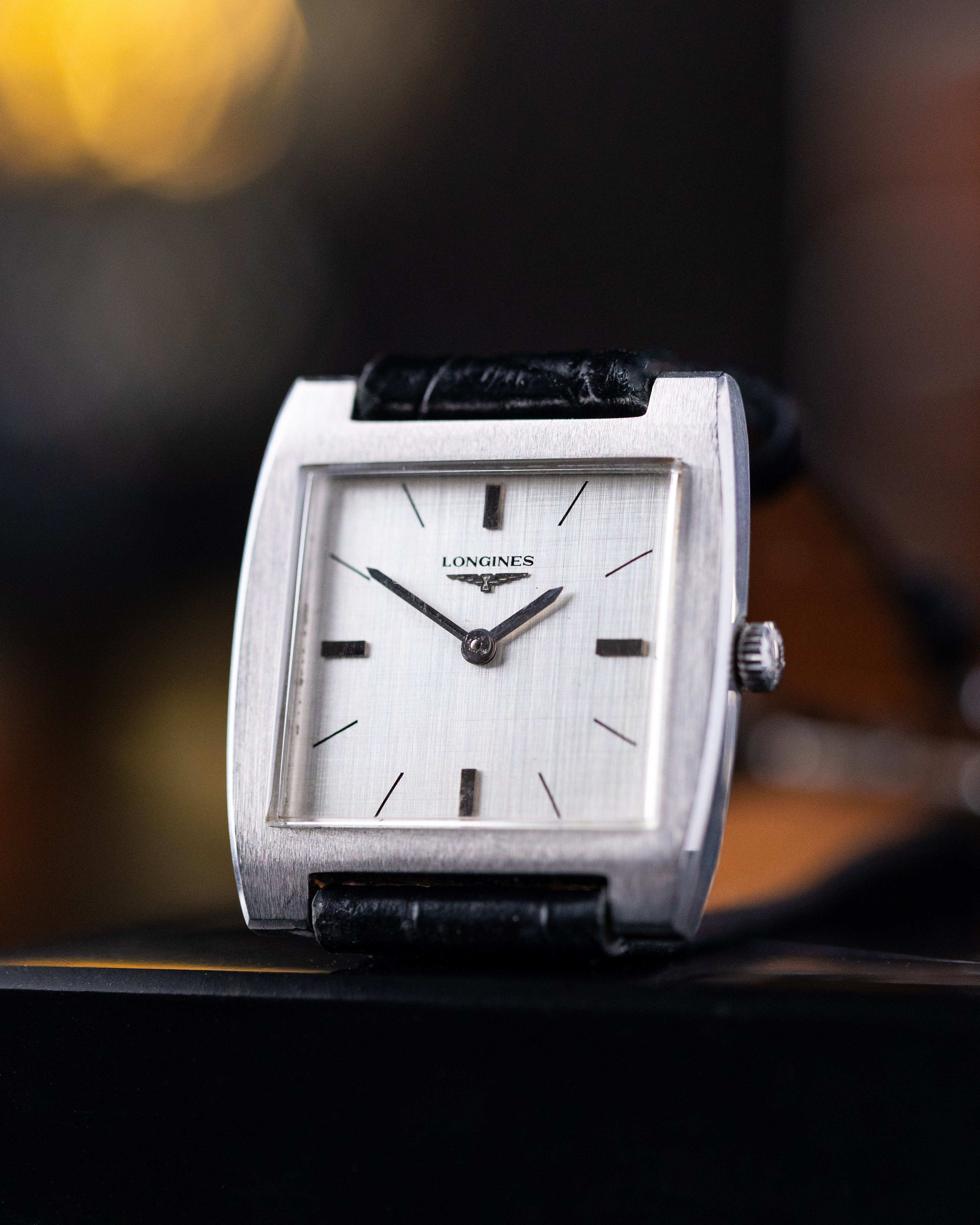 Vintage Longines Swiss Watch, Square Tank, Linen Dial from 1970’s - DuMarko