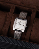 Vintage Longines Swiss Watch, Square Tank, Silver Linen Dial from 1970’s - DuMarko