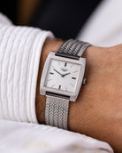 Vintage Longines Swiss Watch, Square Tank, Silver Linen Dial from 1970’s - DuMarko