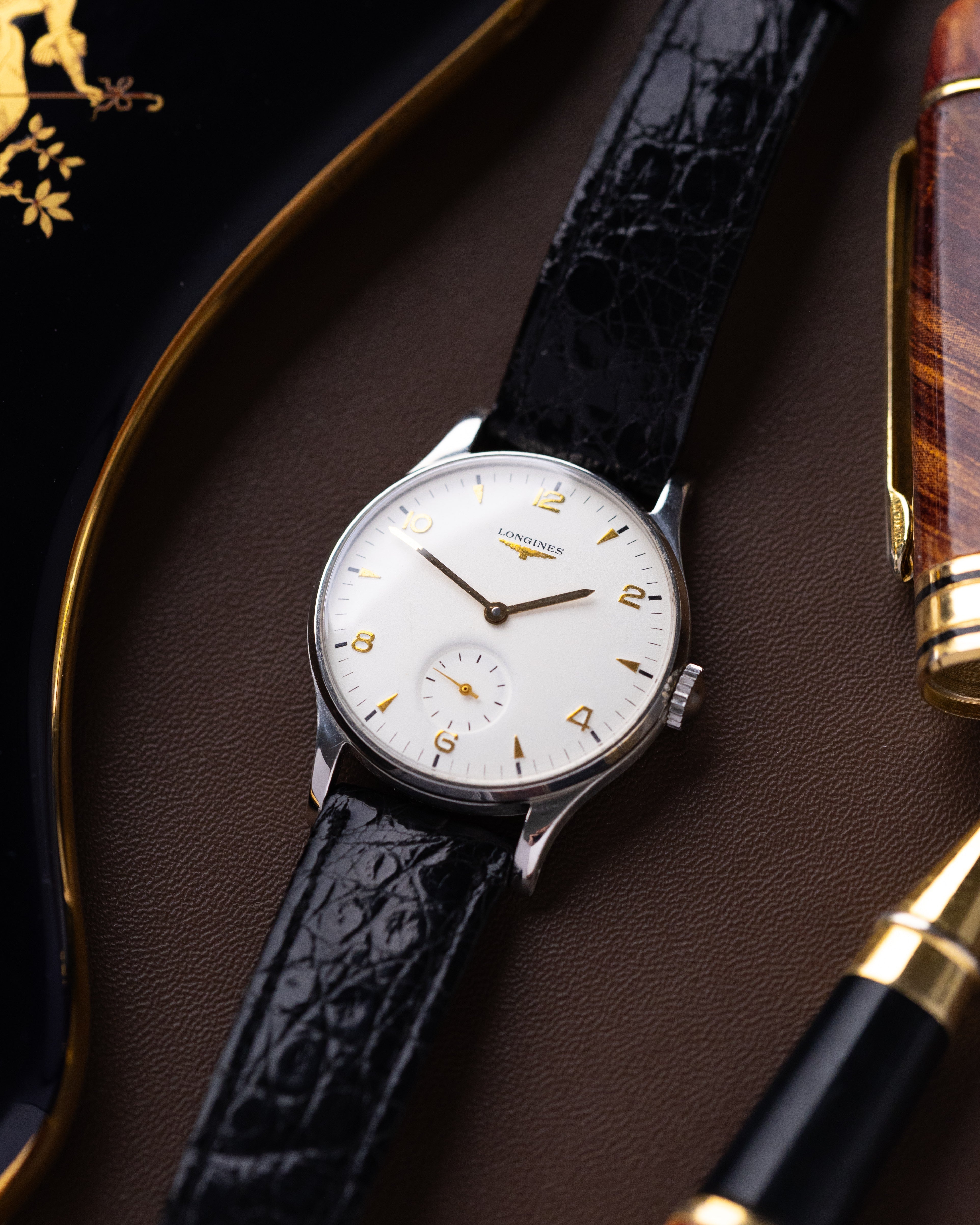 Vintage Longines Swiss Watch, Sub Second, Ref. 48589, Crisp White Dial Cal. 12.68Z Circa 1951 - DuMarko