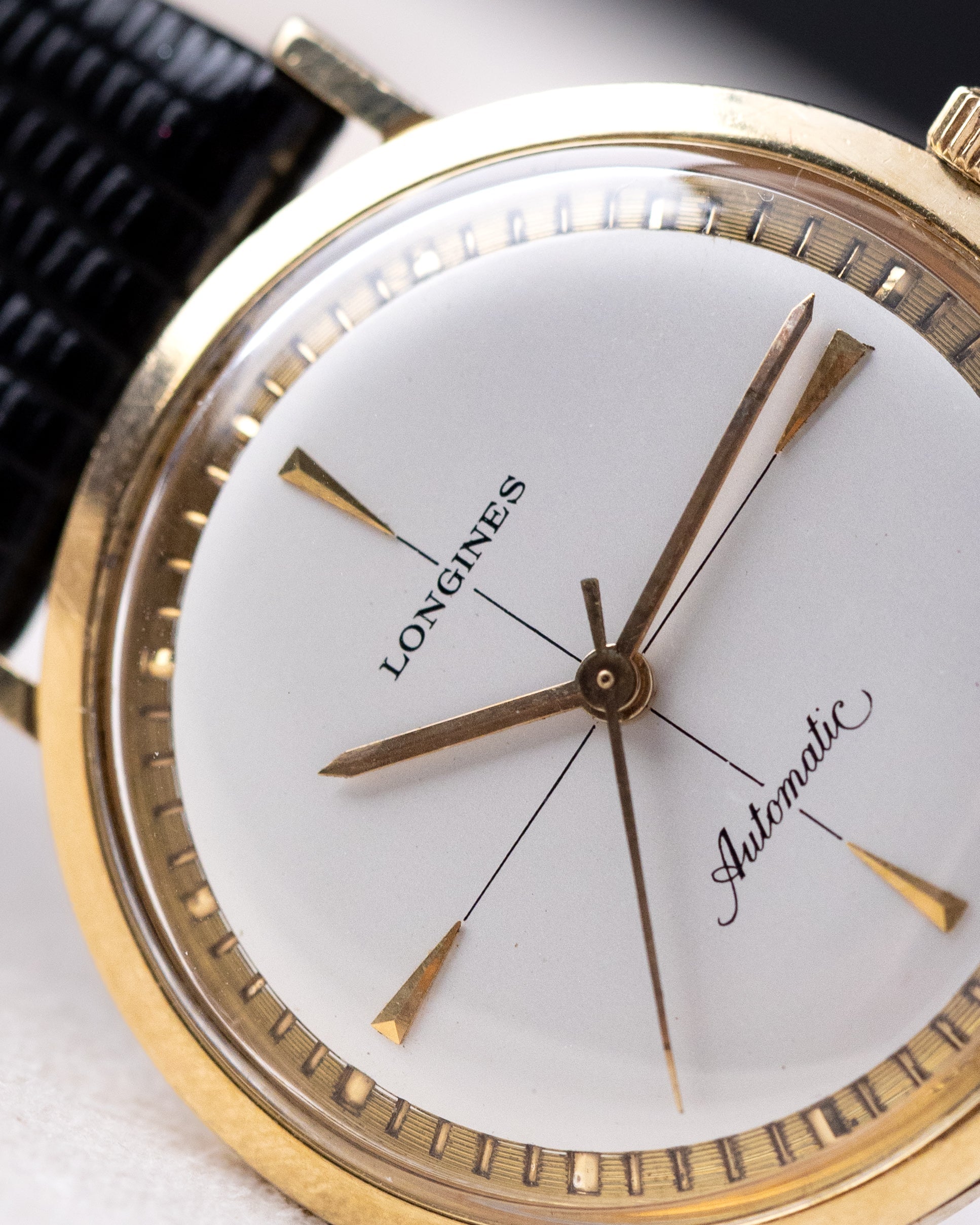 Vintage Longines Watch, Gold-filled monocoque case, Crosshair Dial