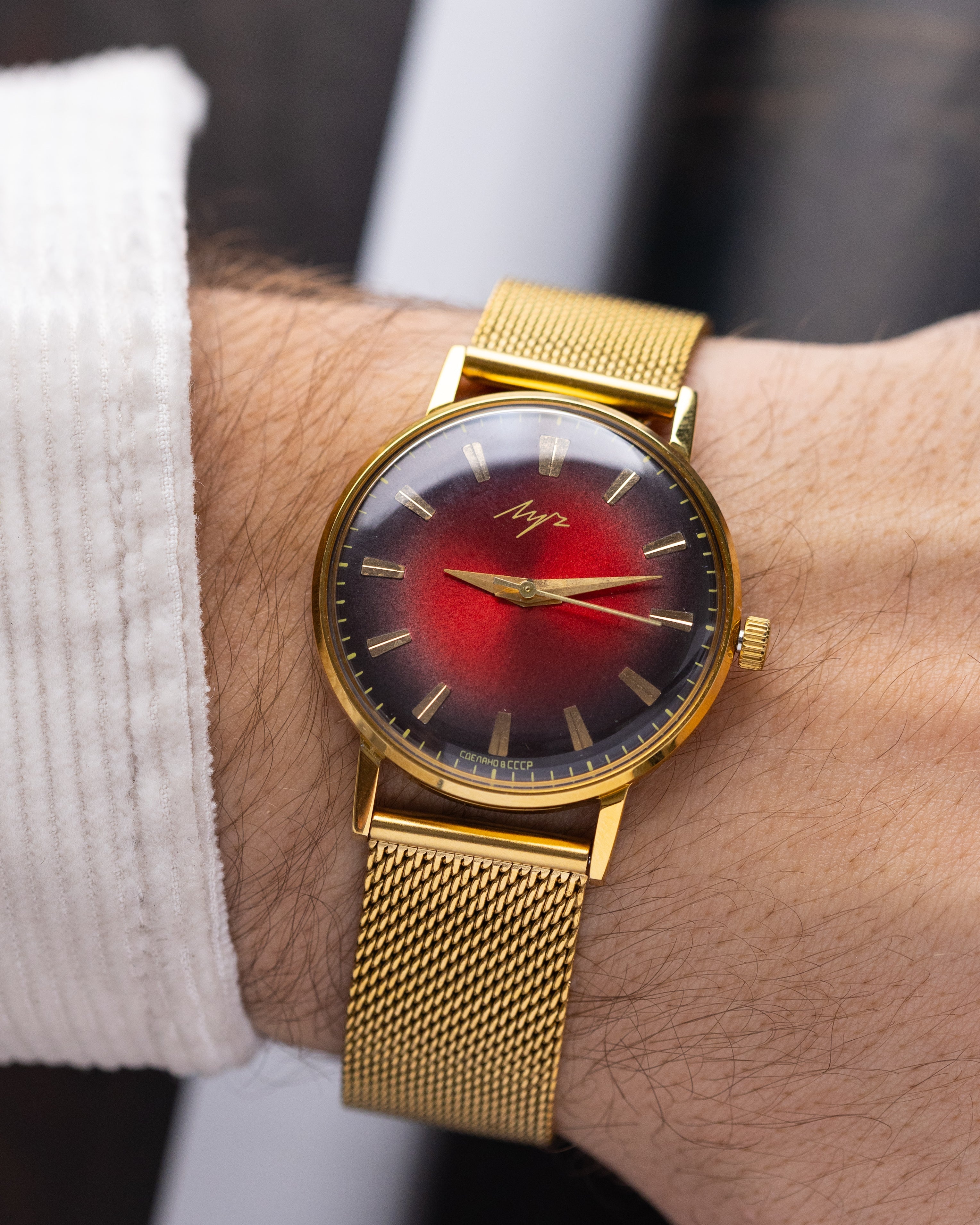 Vintage Luch watch, Unique Red&Black dial, Extra slim, Soviet Watch - DuMarko