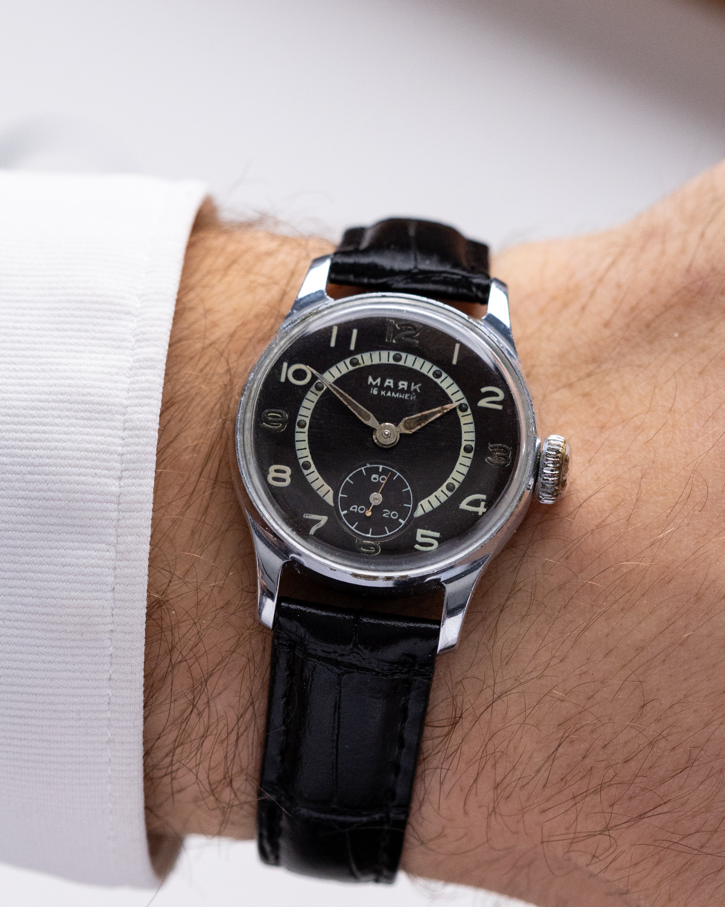 Vintage Majak Soviet Watch, Mechanical Watch, Black Sector Dial - DuMarko