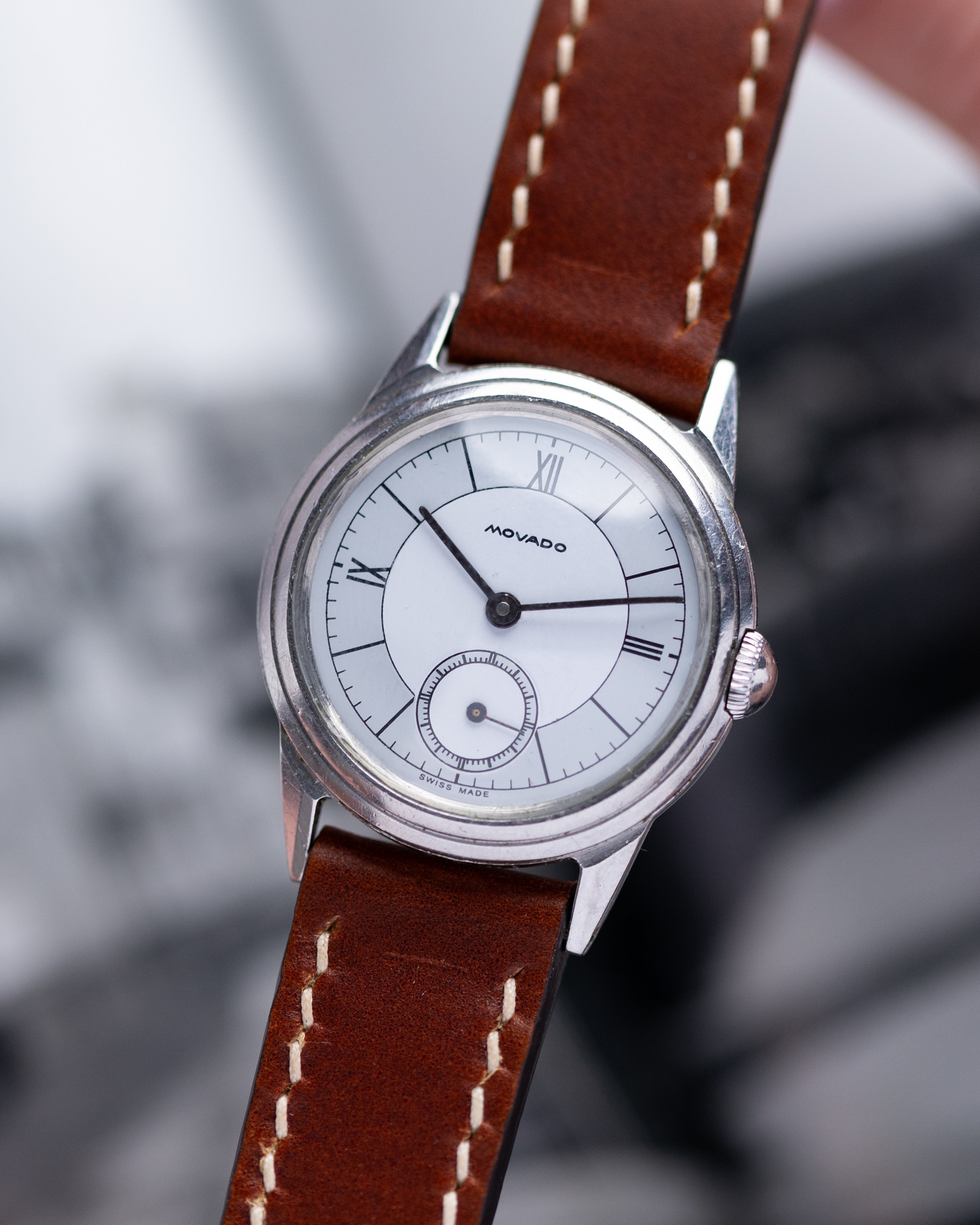 Vintage Movado Borgel Case, Two - tone dial from 1940's - DuMarko