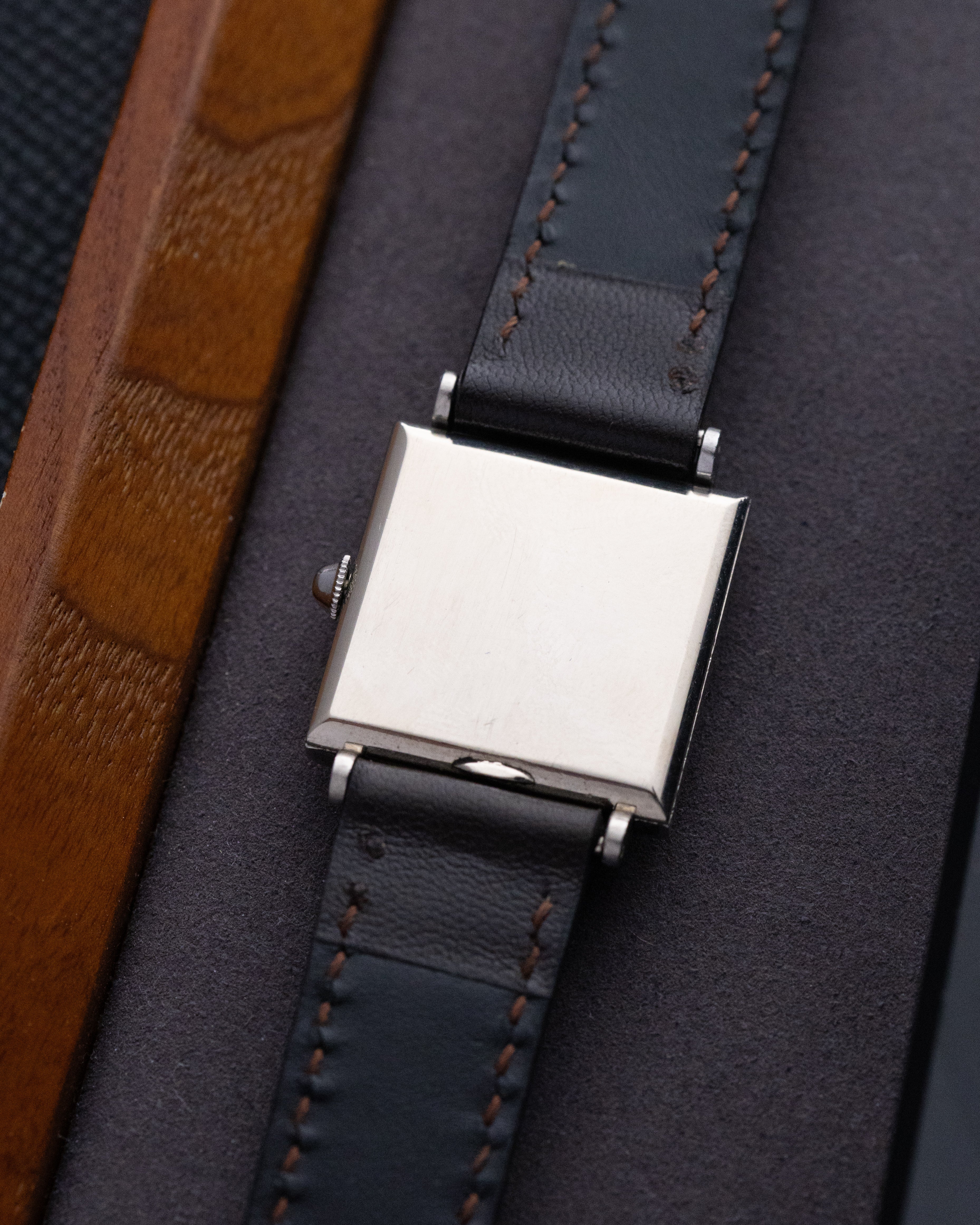 Vintage Movado Swiss Watch, Art Deco Square Tank, Two - tone Salmon Dial from 1940's, Beautiful patina - DuMarko