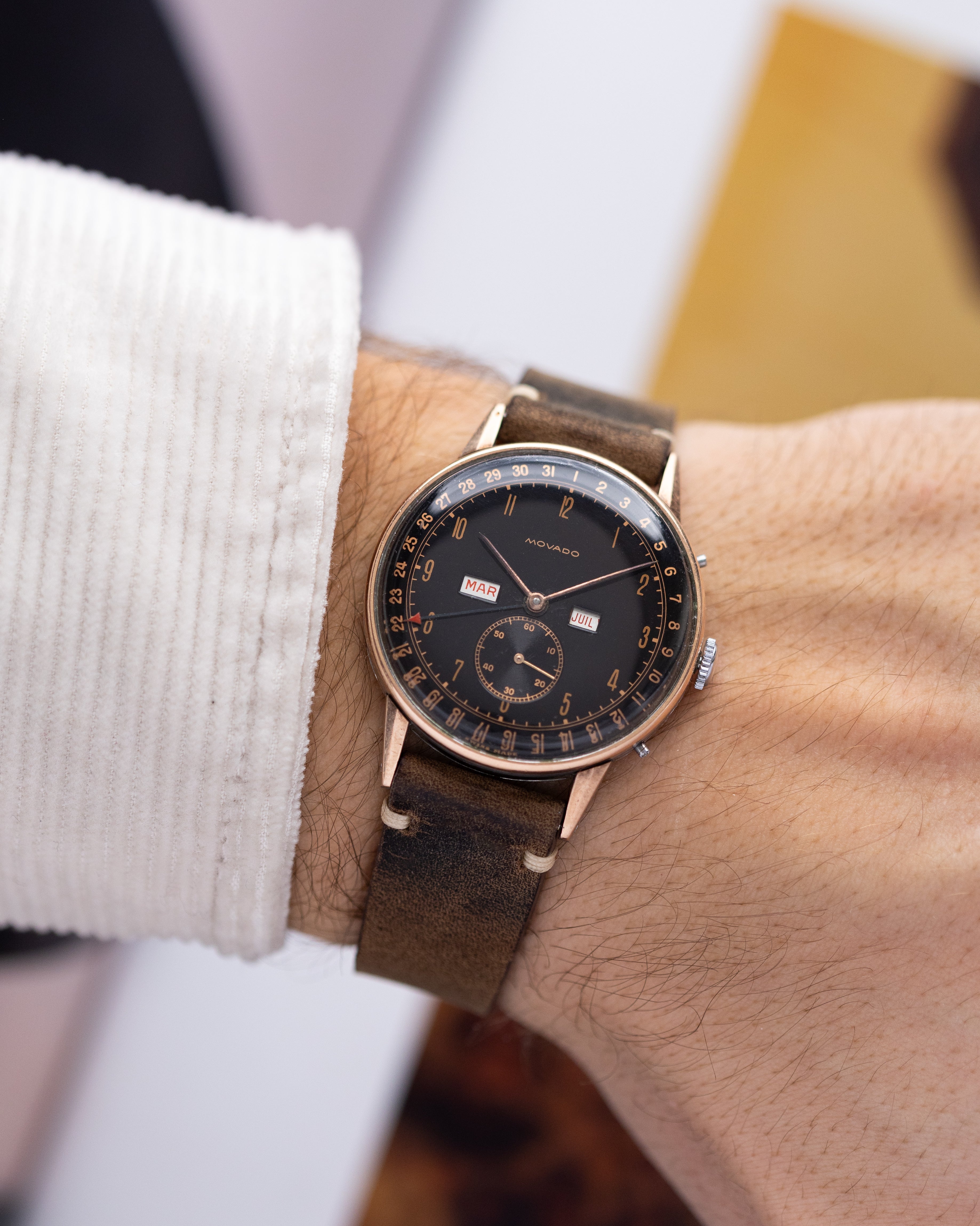 Vintage Movado Triple Calendar, Oversized 36 mm case from 1940's