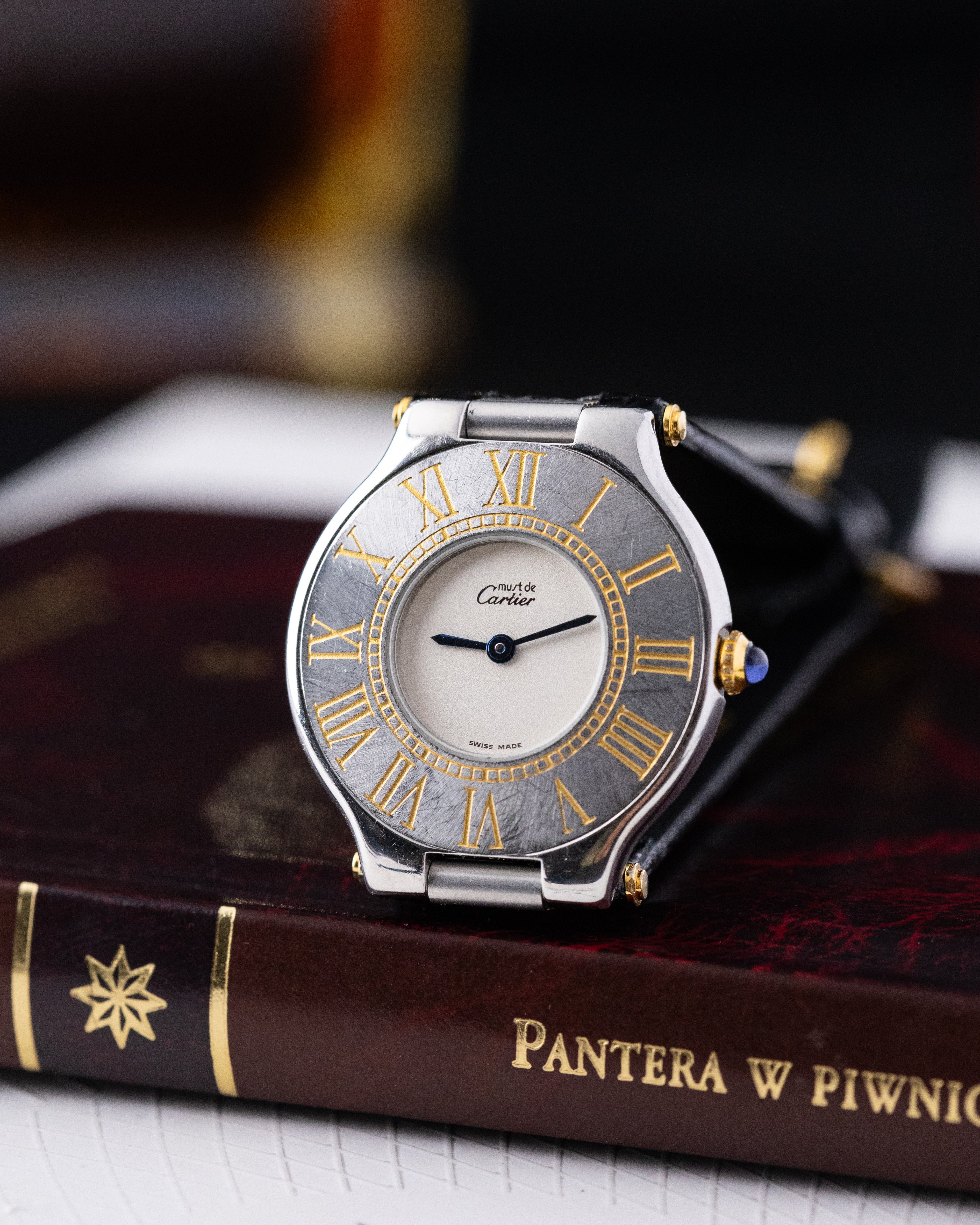 Vintage Must de Cartier 21 Swiss Watch, Two - Tone Dial with Roman Numerals from 1980's - DuMarko