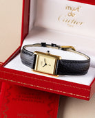 Vintage Must de Cartier Tank, Mechanical, Lemon Dial, Vermeil Case, Original Box & Papers - DuMarko